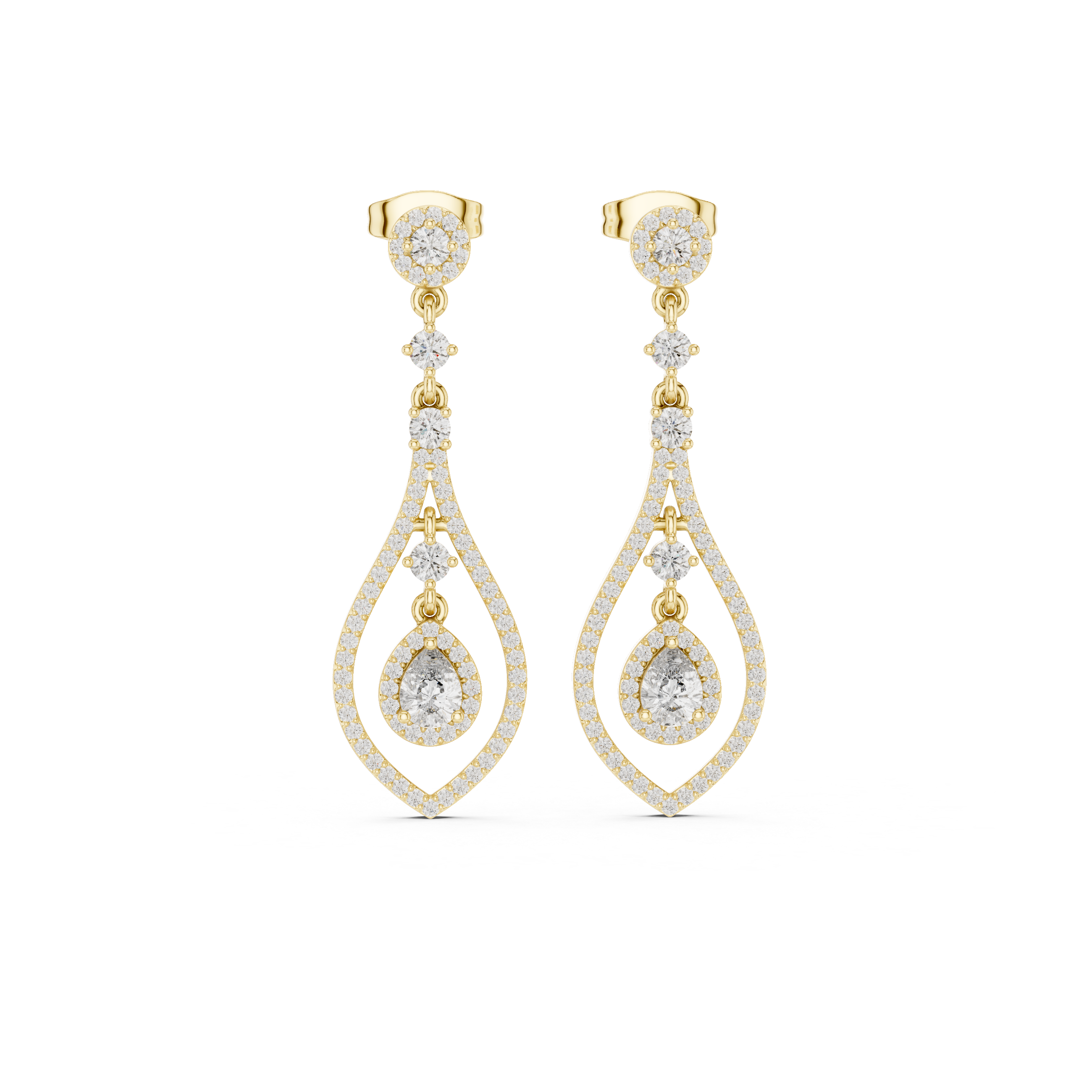 The Pullach Earrings - Open Teardrop Diamond Dangle Earrings