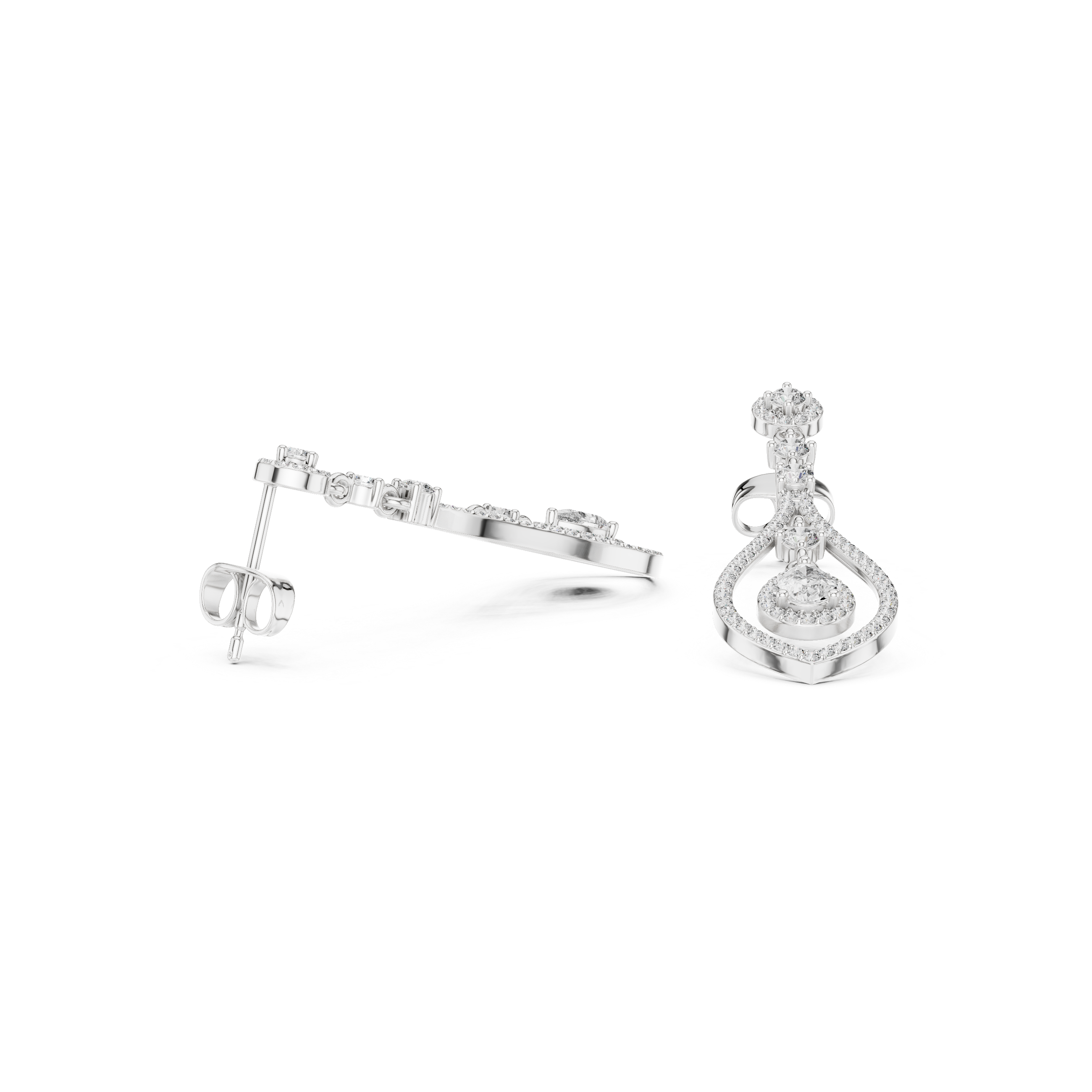 The Pullach Earrings - Open Teardrop Diamond Dangle Earrings