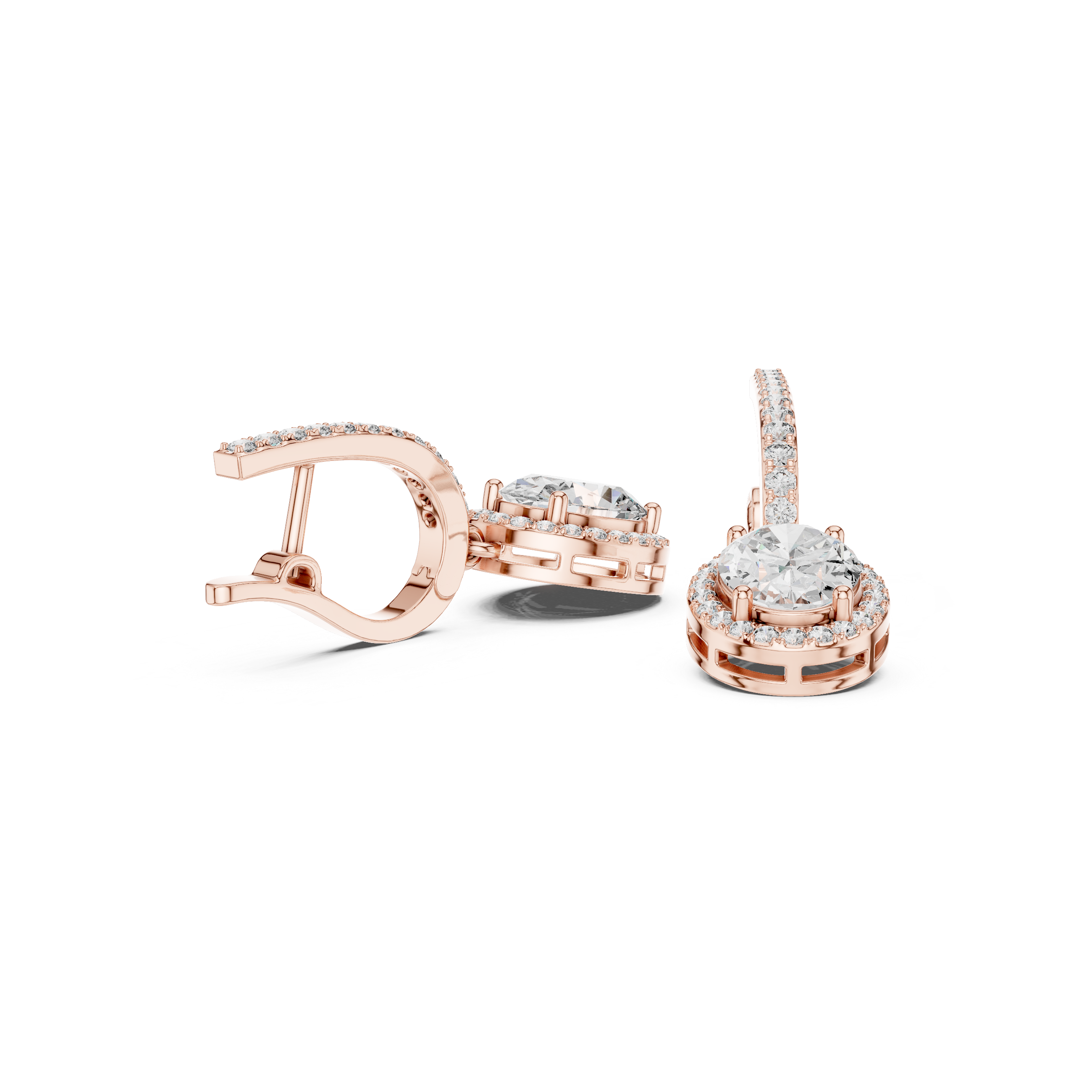 The Gauting Earrings - Oval Cut Pink Gemstone Halo Drop Earrings