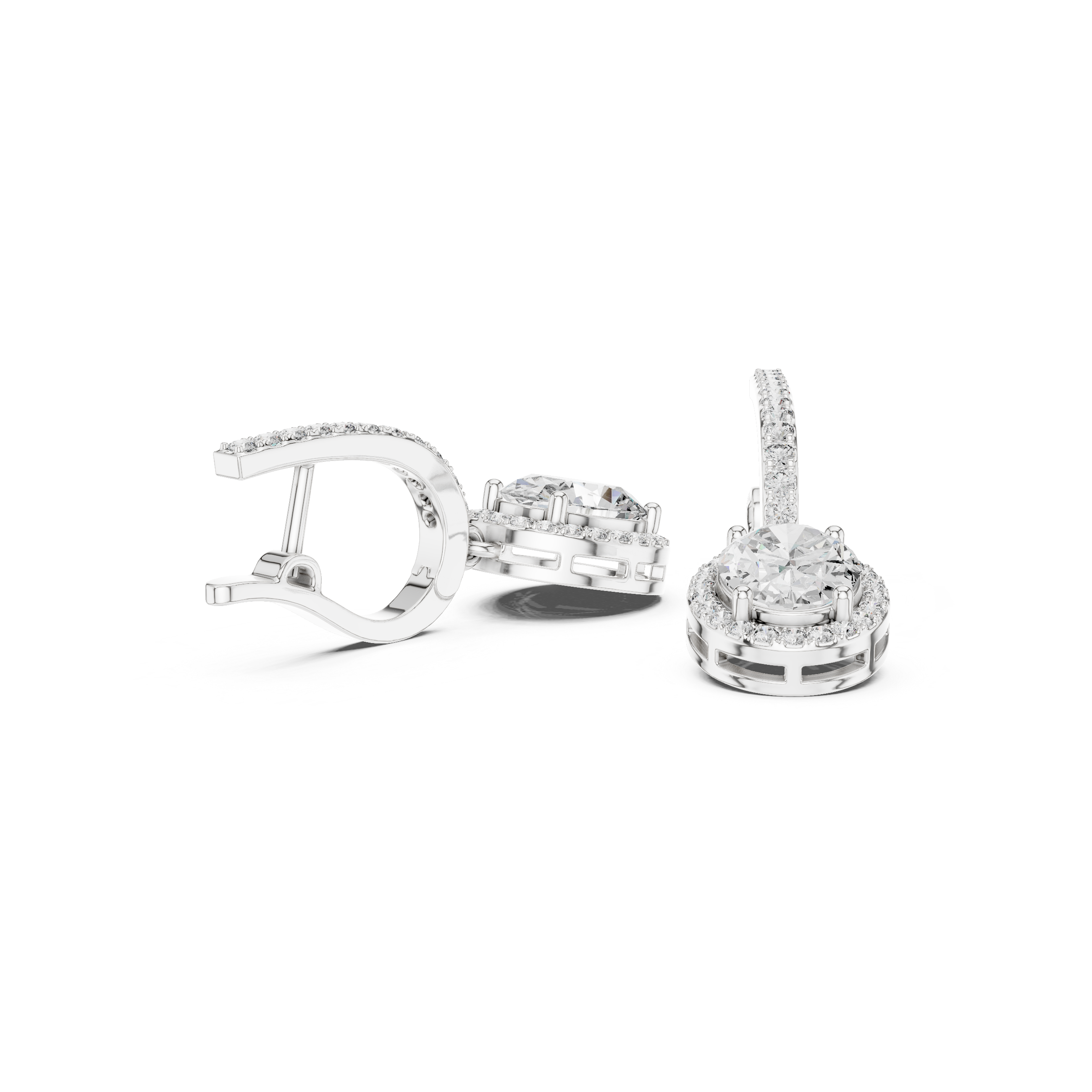 The Gauting Earrings - Oval Cut Pink Gemstone Halo Drop Earrings