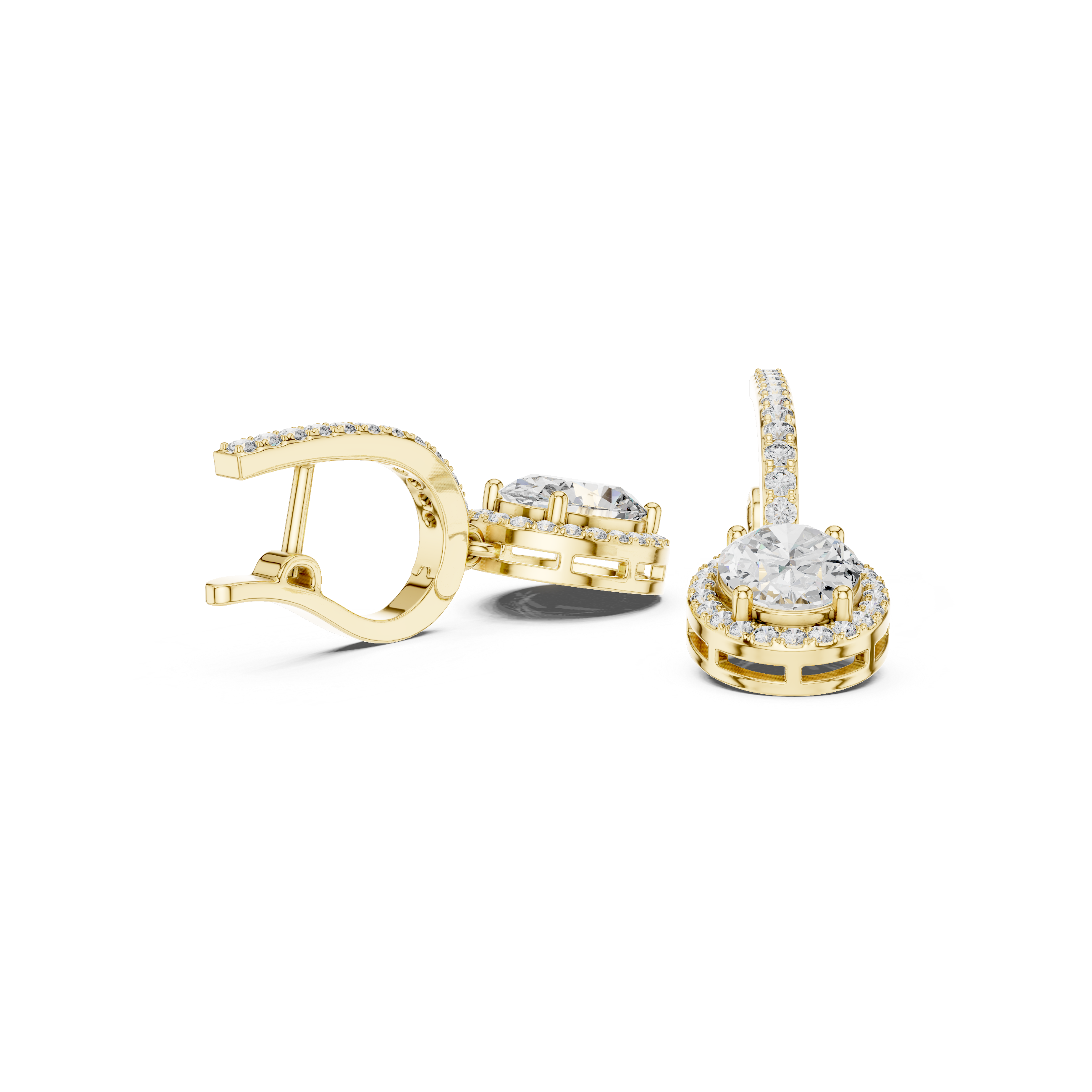 The Gauting Earrings - Oval Cut Pink Gemstone Halo Drop Earrings