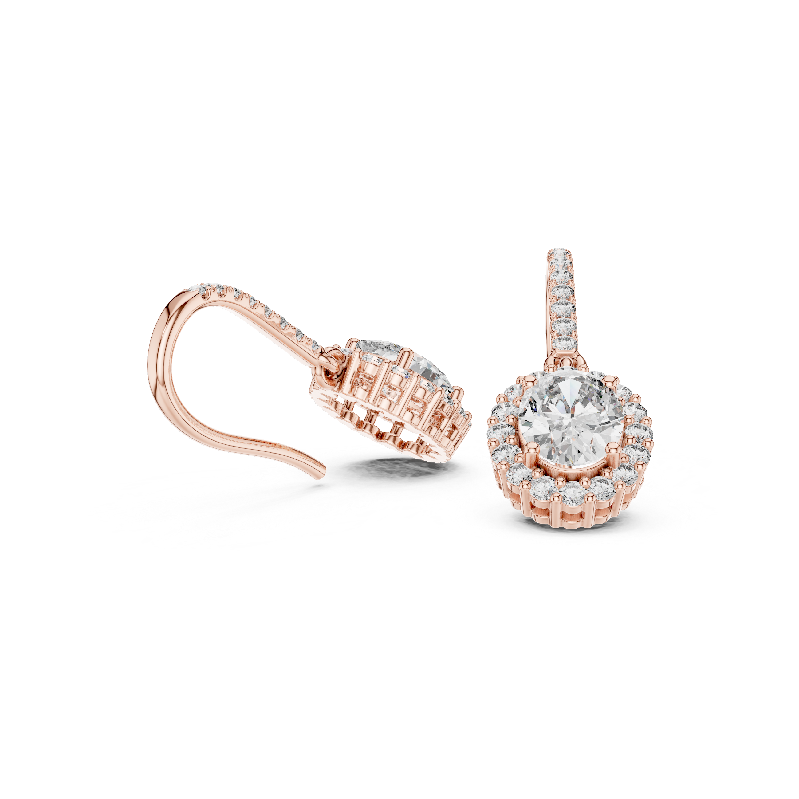 The Herrsching Earrings - Oval Blue Topaz & Diamond Drop Earrings