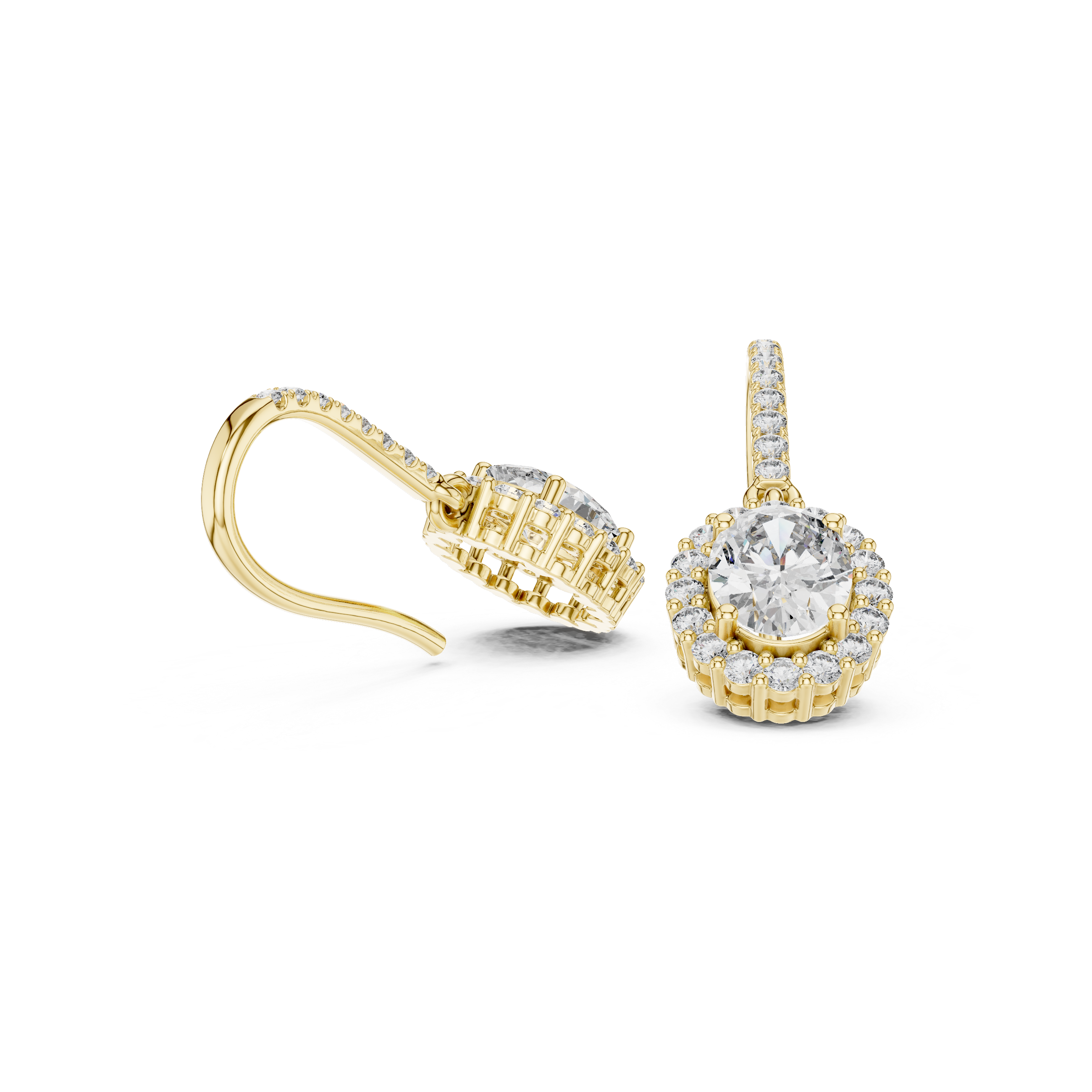 The Herrsching Earrings - Oval Blue Topaz & Diamond Drop Earrings