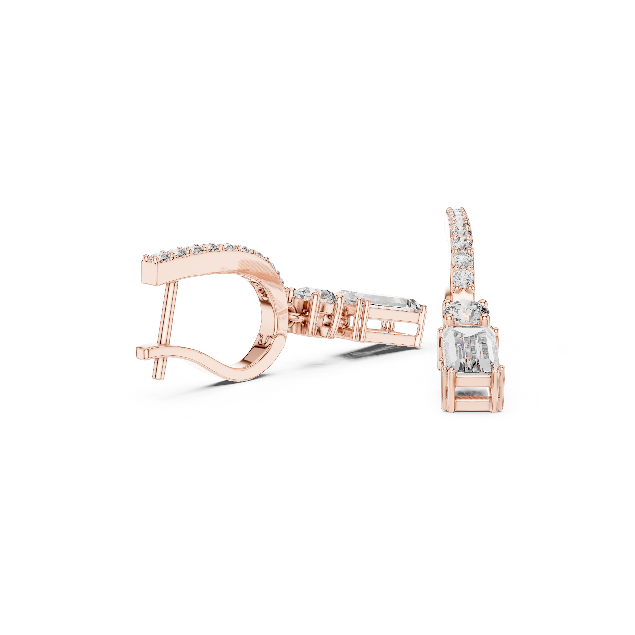 The Eschborn Earrings - Emerald Cut Green Gemstone Drop Hoops