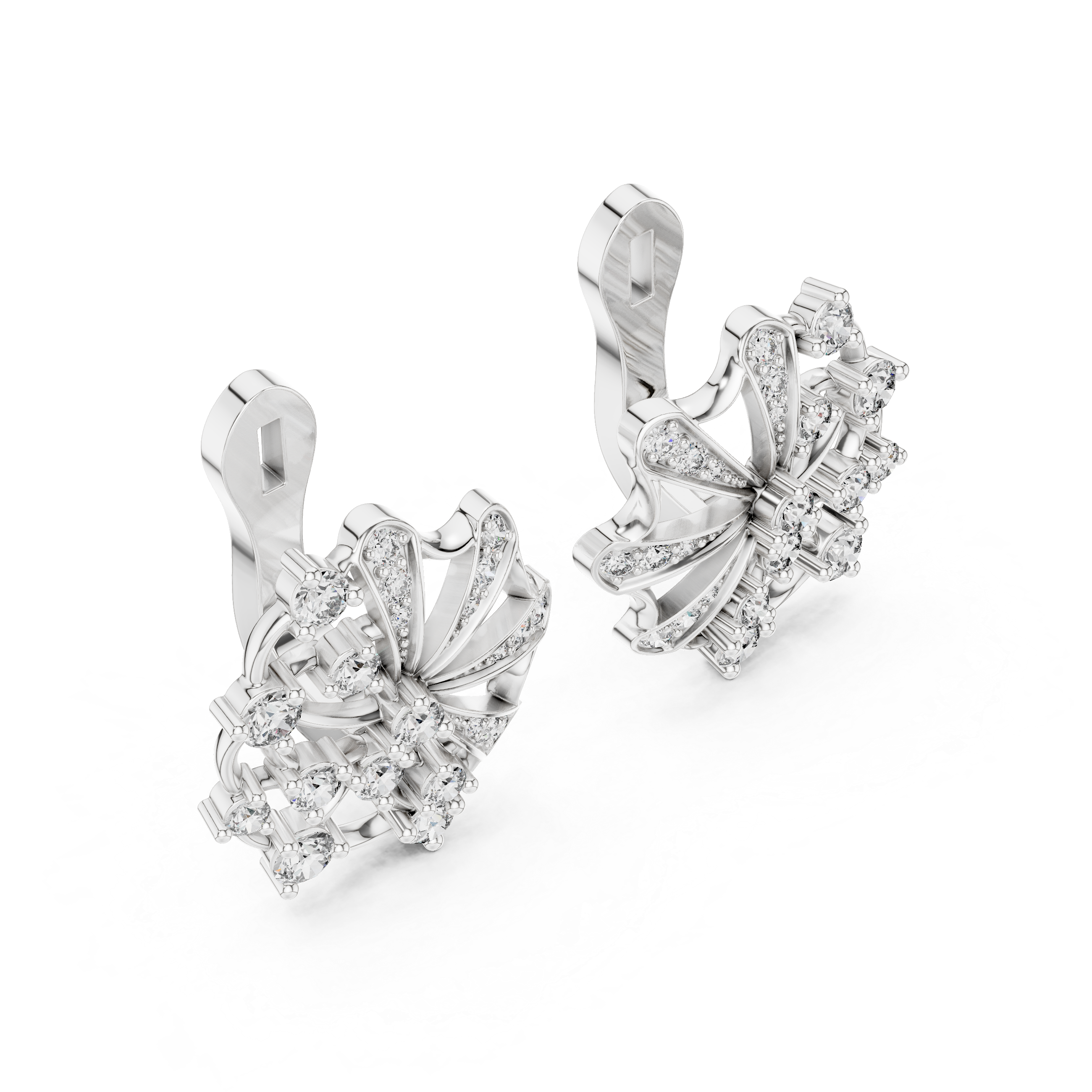 The Florence Earrings – Kinetic Floral Diamond Cluster Studs