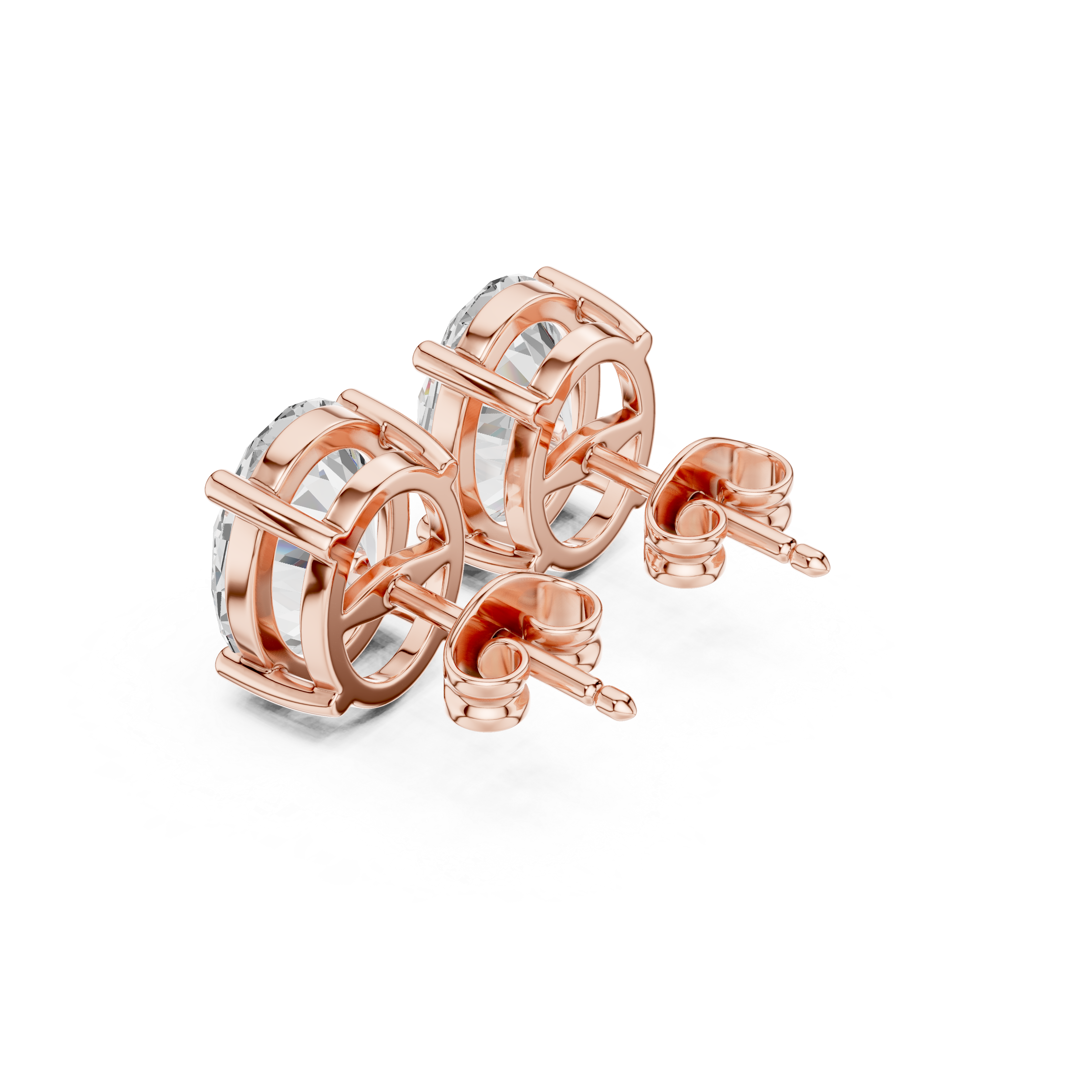 Muur Atelier Solid Gold Modern Oval Cut Diamond Tulip Basket Studs