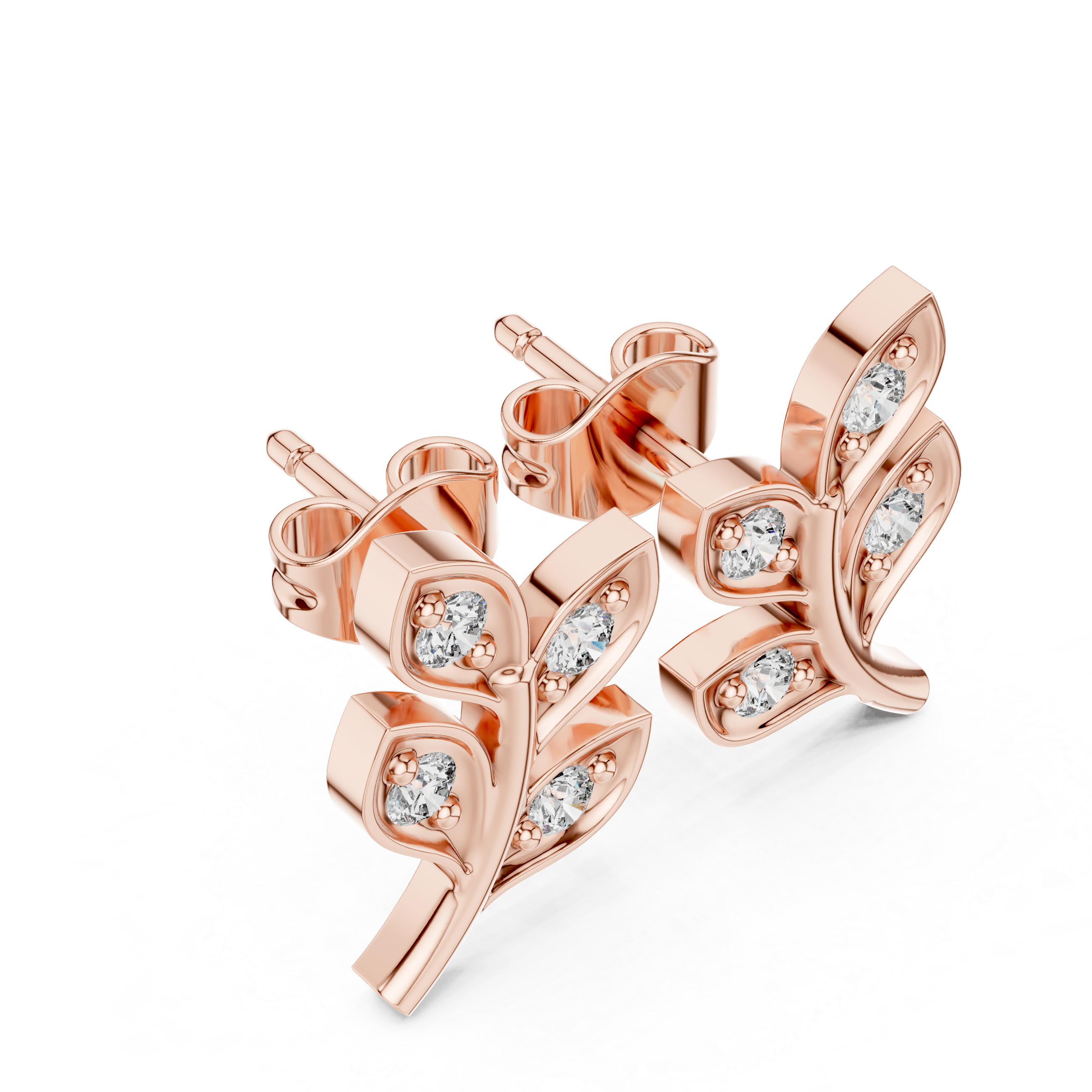 The Santander Earrings – Organic Leaf Diamond Studs