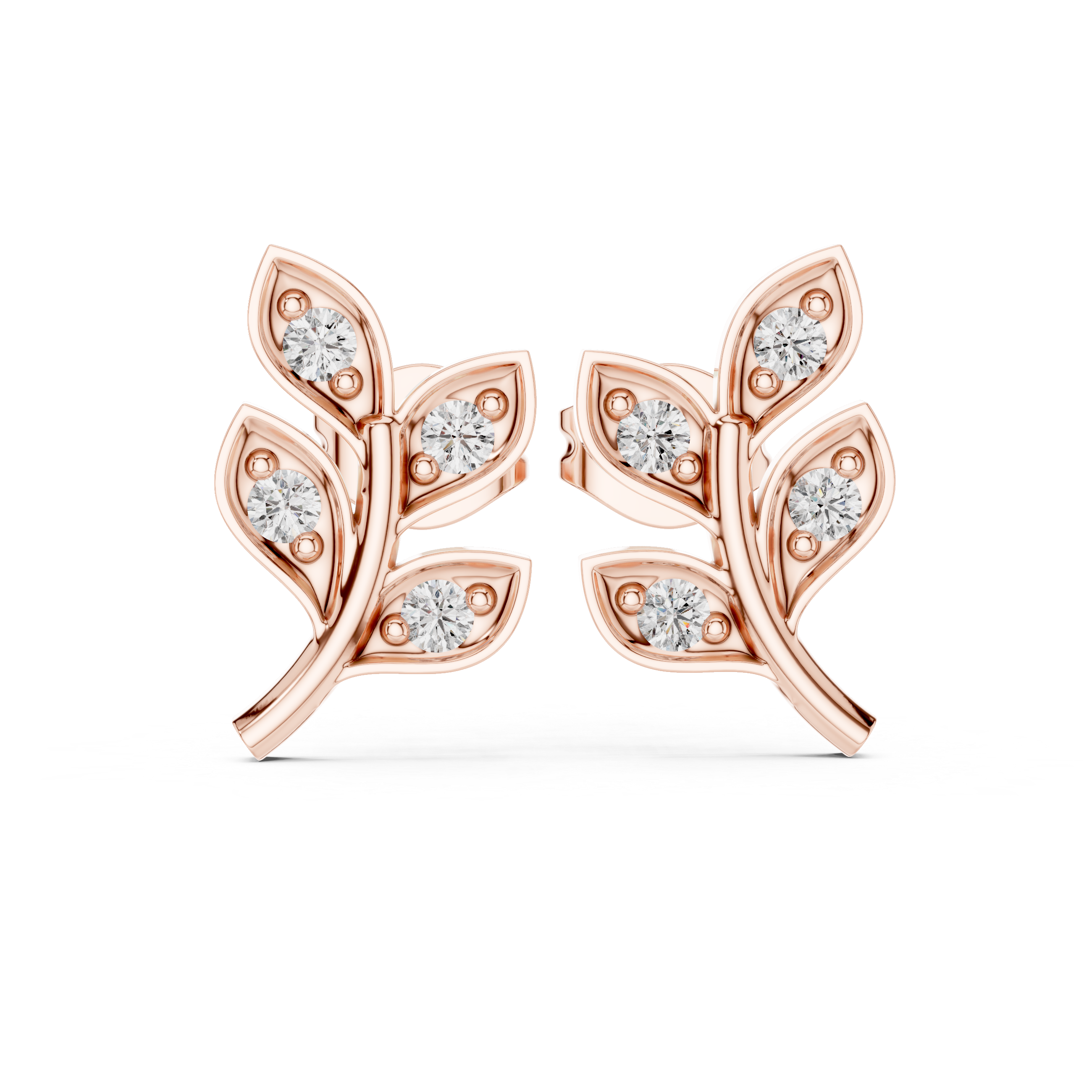 The Santander Earrings – Organic Leaf Diamond Studs