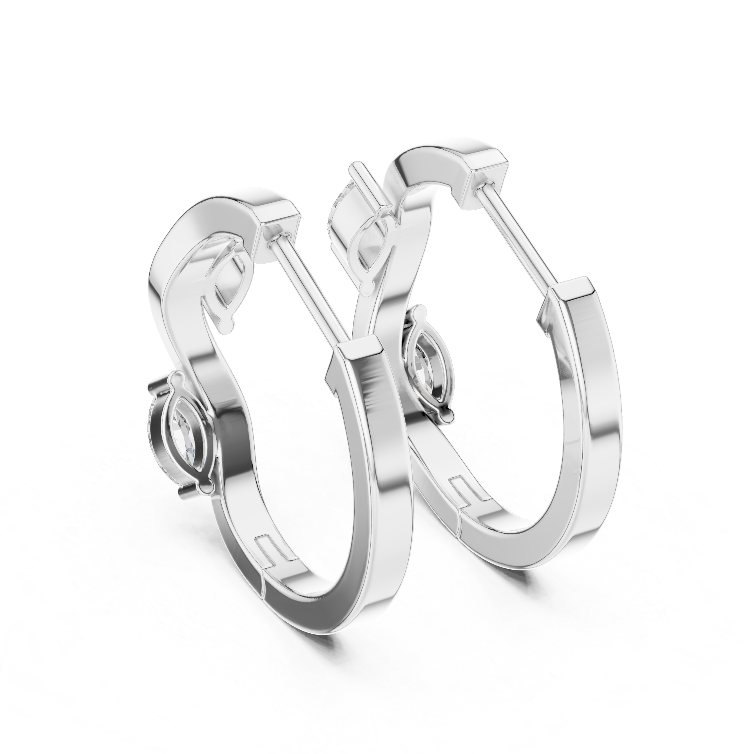 The Swansea Earrings – East-West Marquise Diamond Huggie Hoops