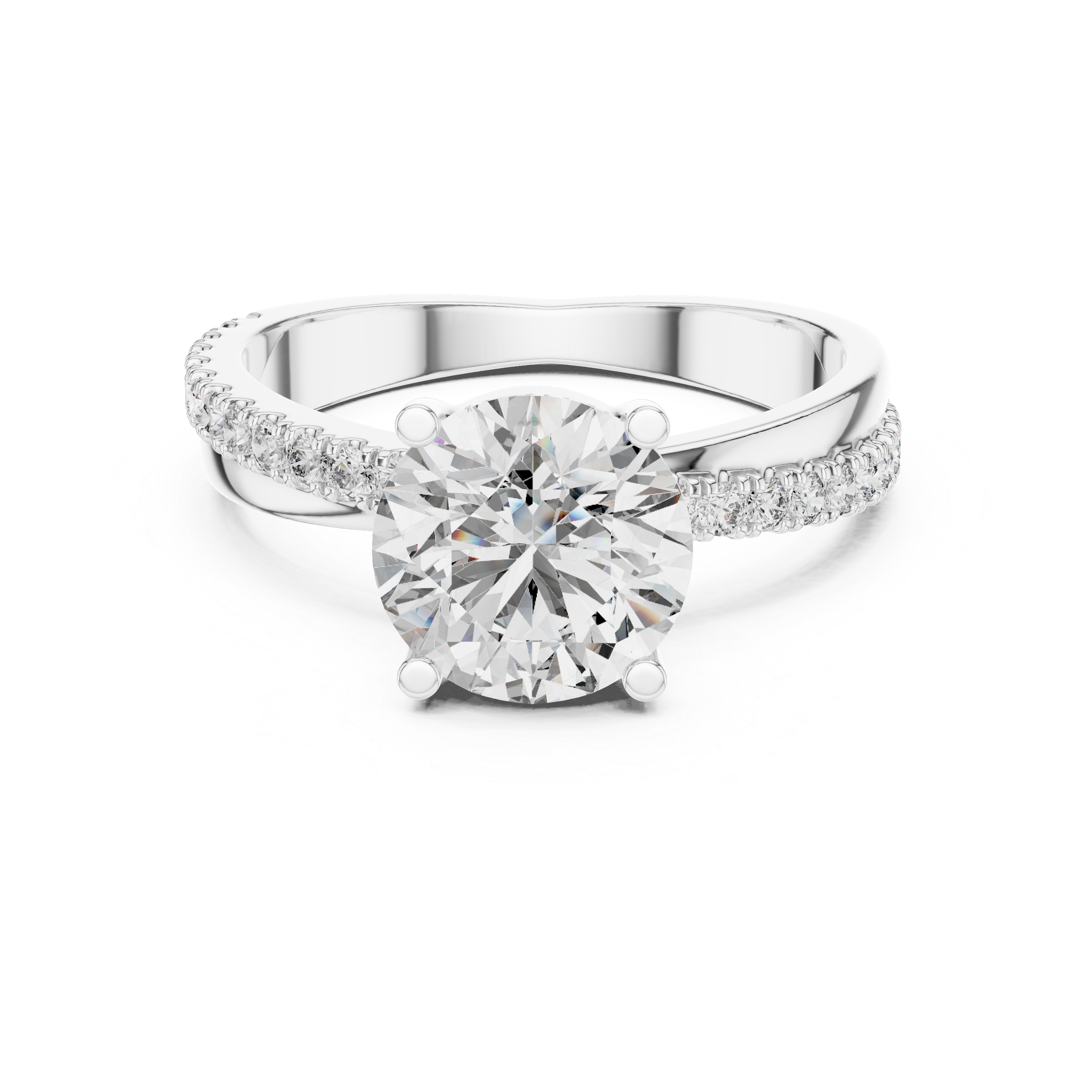 The Nijmegen Ring - Round Cut Wide Band Pavé Engagement Ring