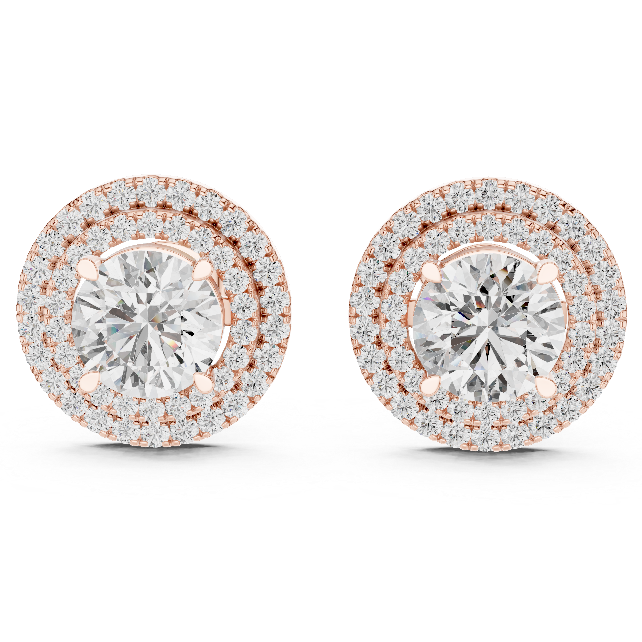 The Hamburg Earrings – Double Halo Round Brilliant Diamond Studs