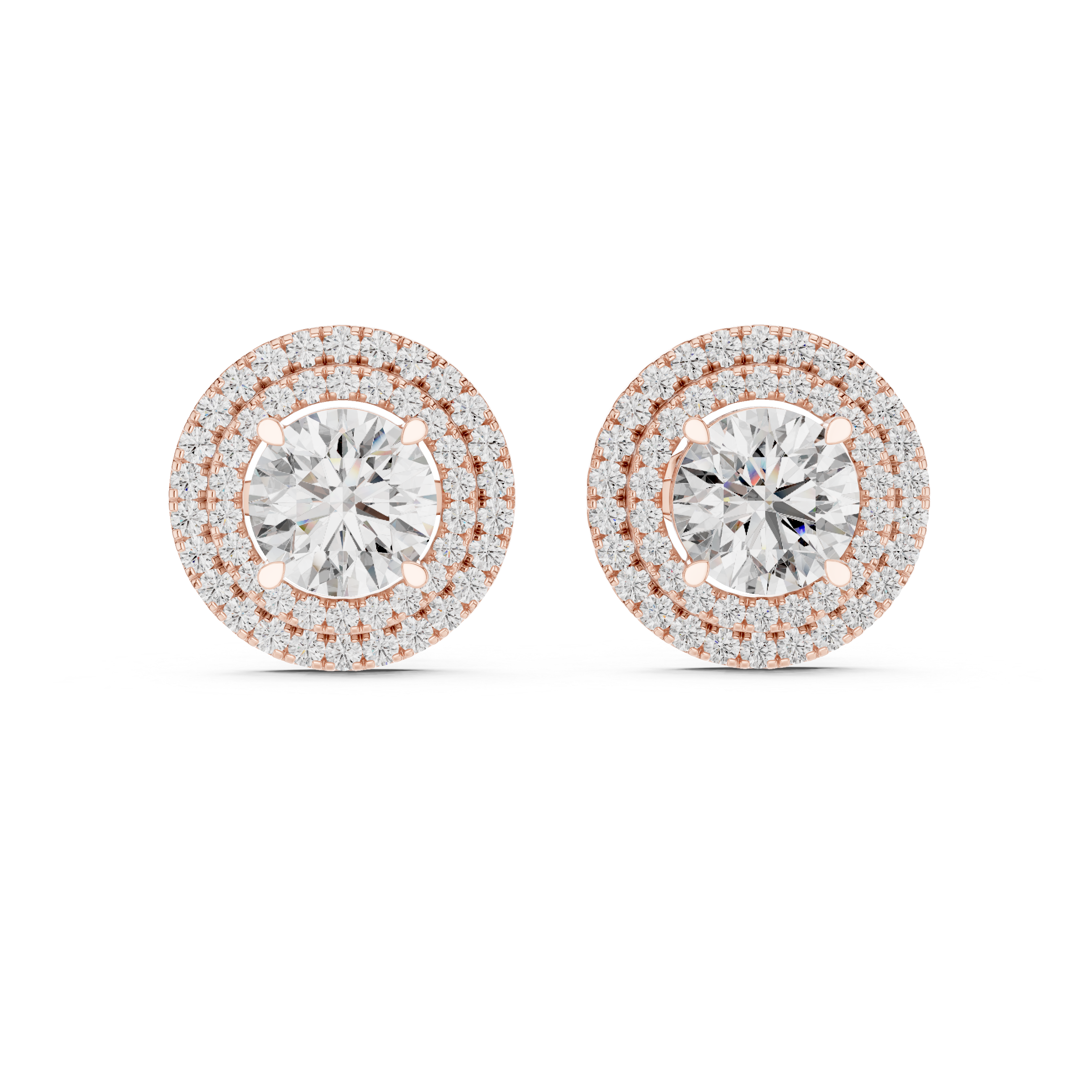 The Hamburg Earrings – Double Halo Round Brilliant Diamond Studs
