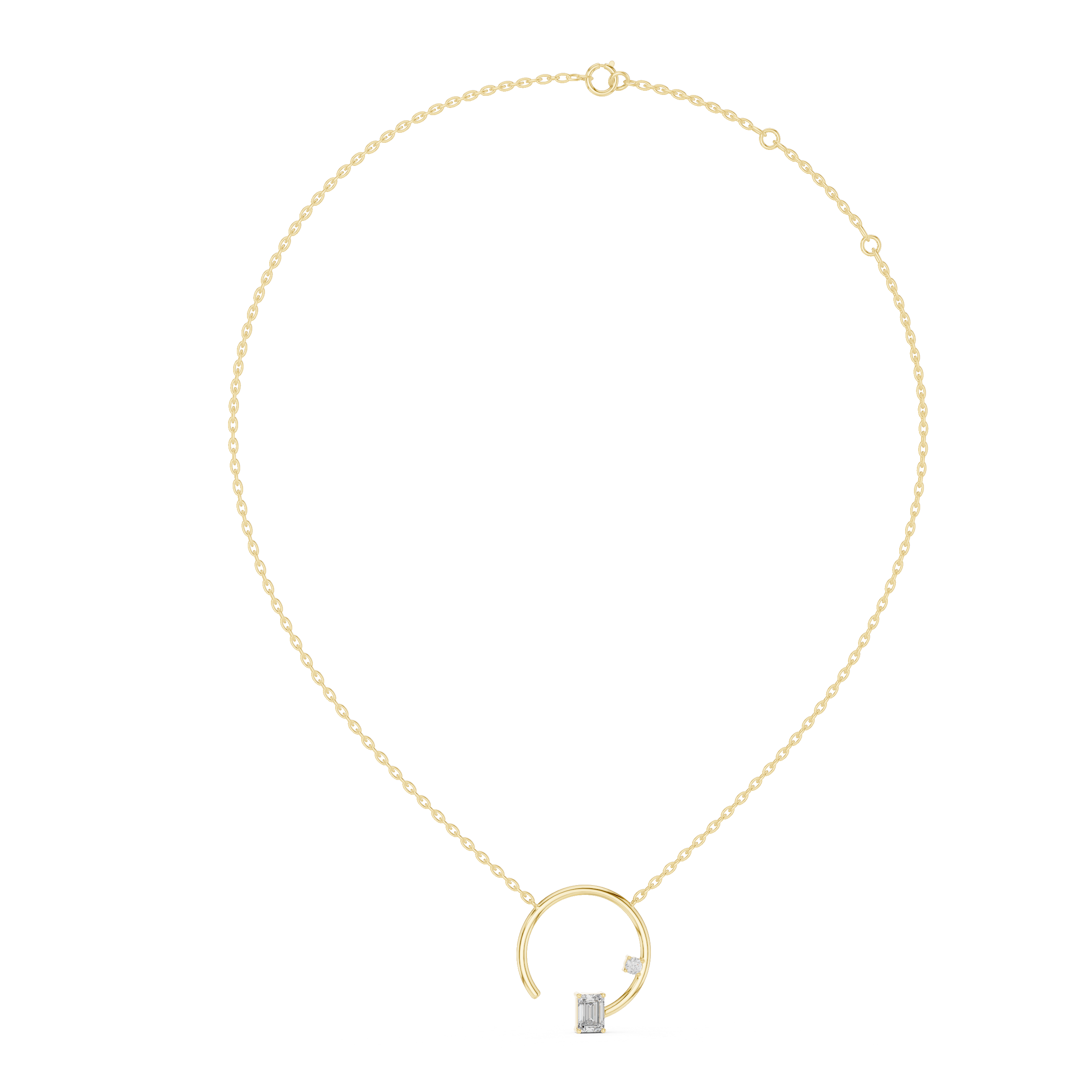Muur Atelier Solid Gold Asymmetrical Open Circle Diamond Necklace