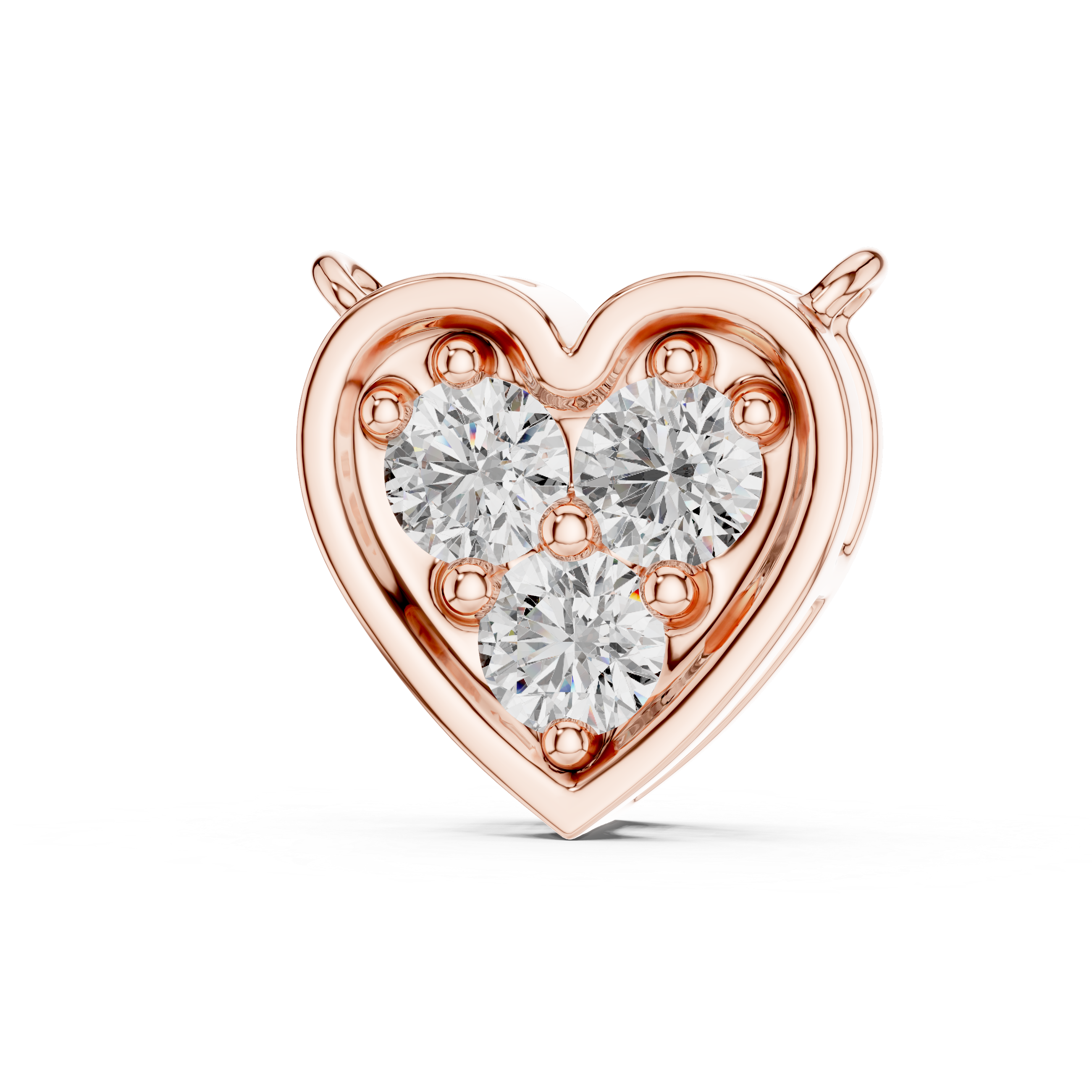 Muur Atelier Solid Gold Modern Diamond Trio Heart Necklace
