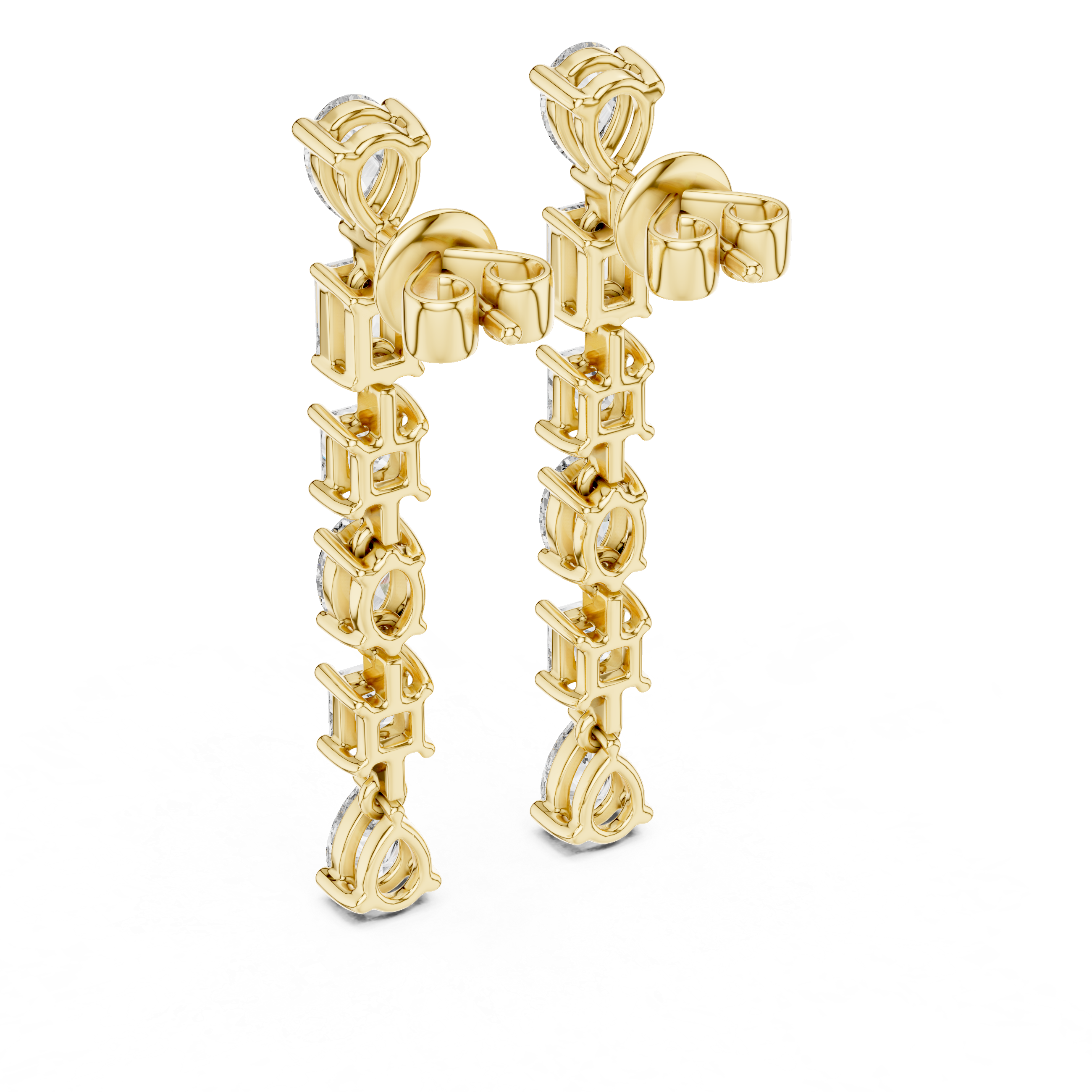 The Lancaster Earrings – Mixed Shape Linear Drop Diamond Earrings