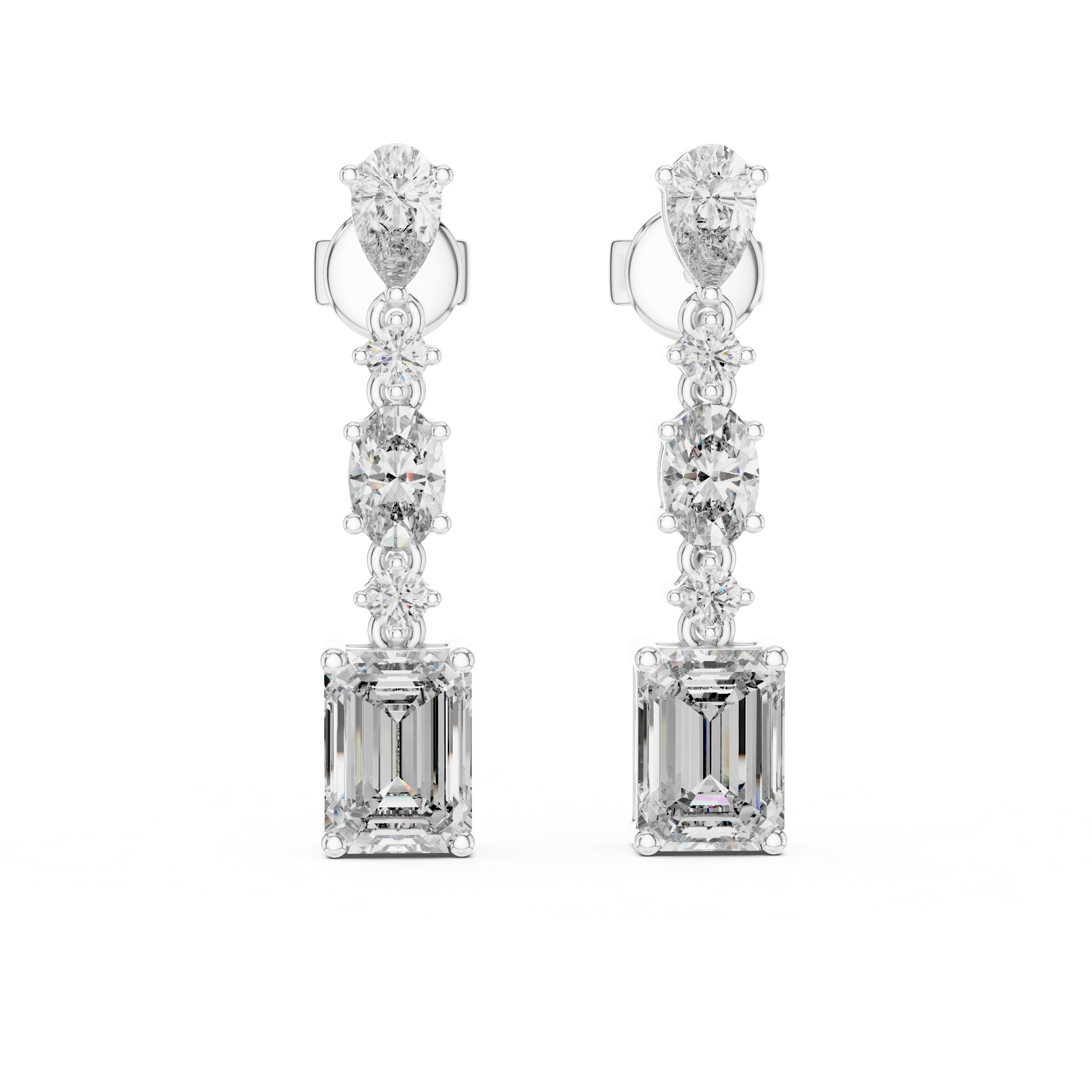 The Wrexham Earrings – Mixed Shape Articulated Drop Diamond Earrings