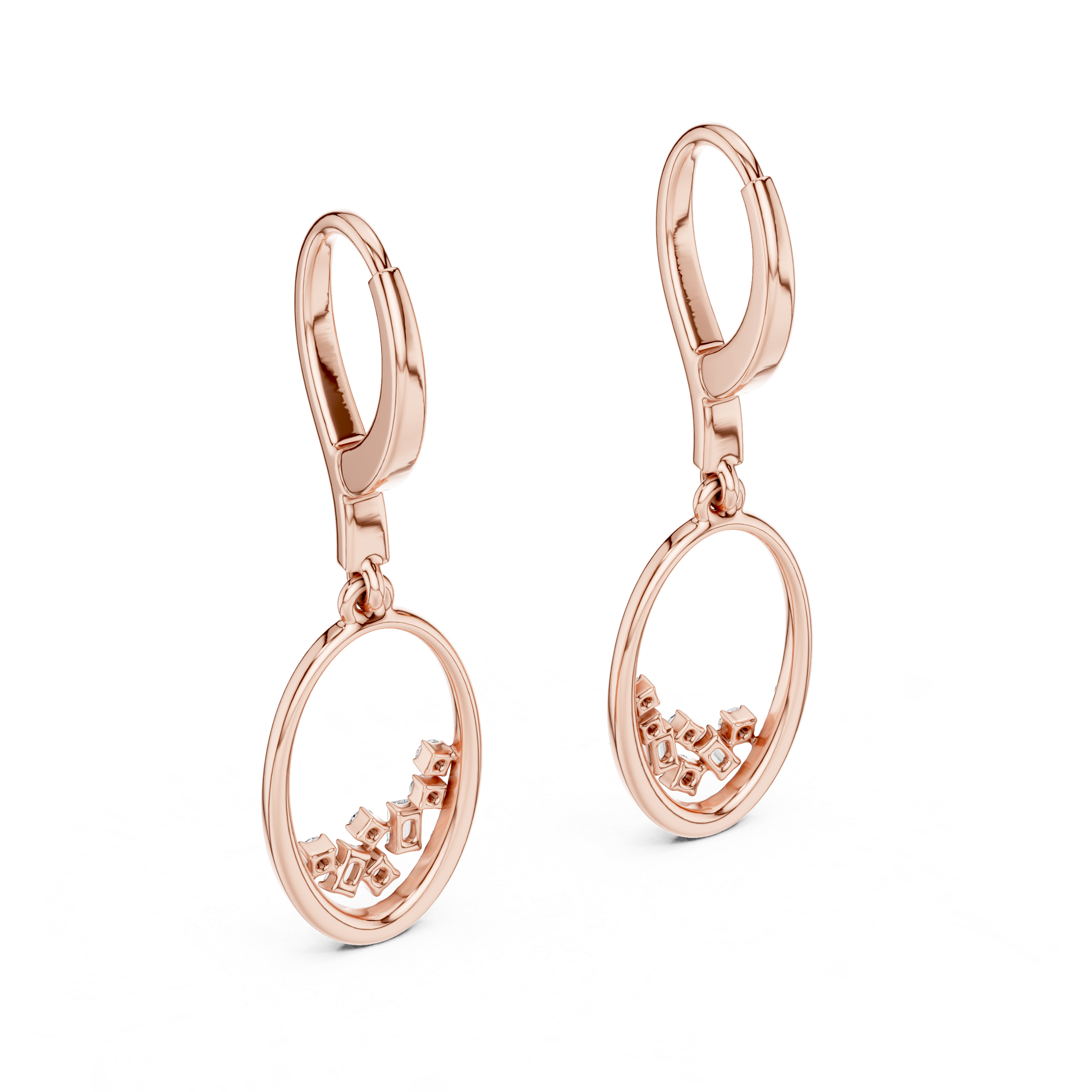 The Tralee Earrings – Open Oval Pavé & Baguette Diamond Drop Earrings