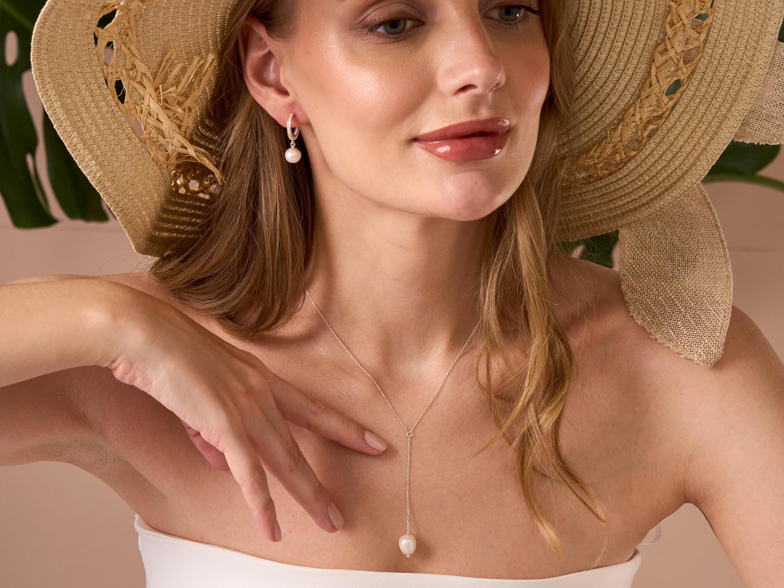 Freshwater Pearl Lariat Necklace: Sterling Silver Y Necklace