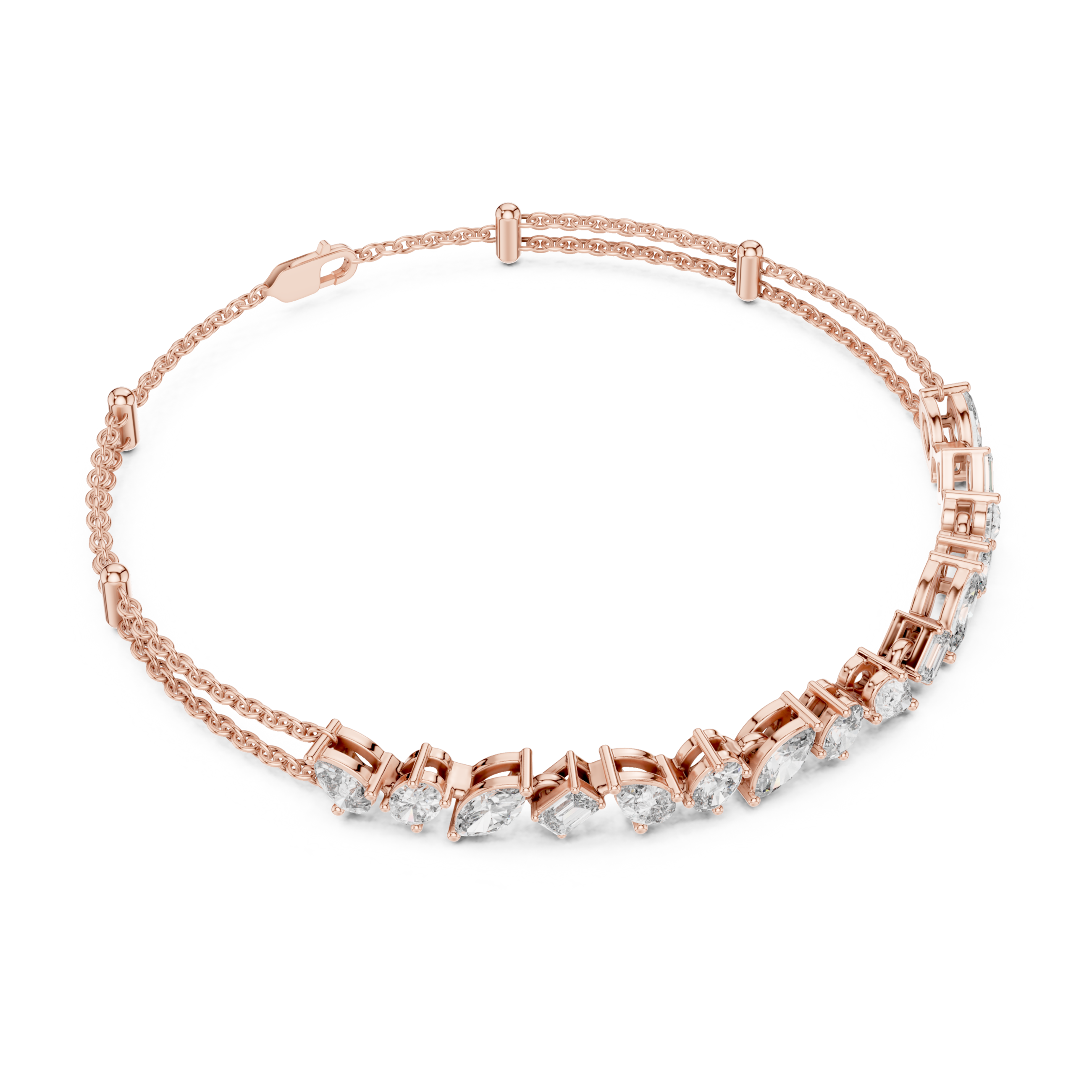 The Madrid Bracelet - Mixed Shape Diamond Bar Station Bracelet