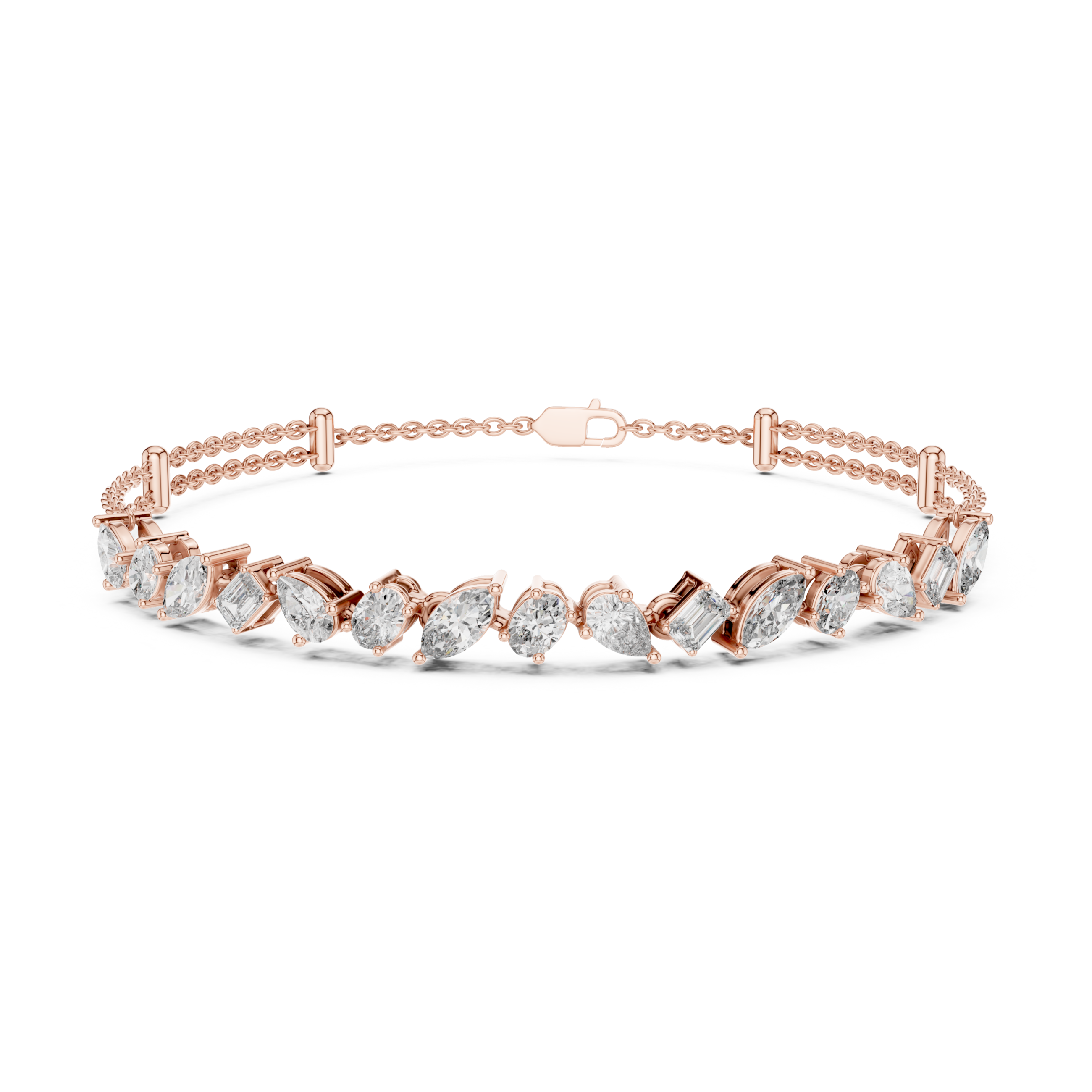 The Madrid Bracelet - Mixed Shape Diamond Bar Station Bracelet