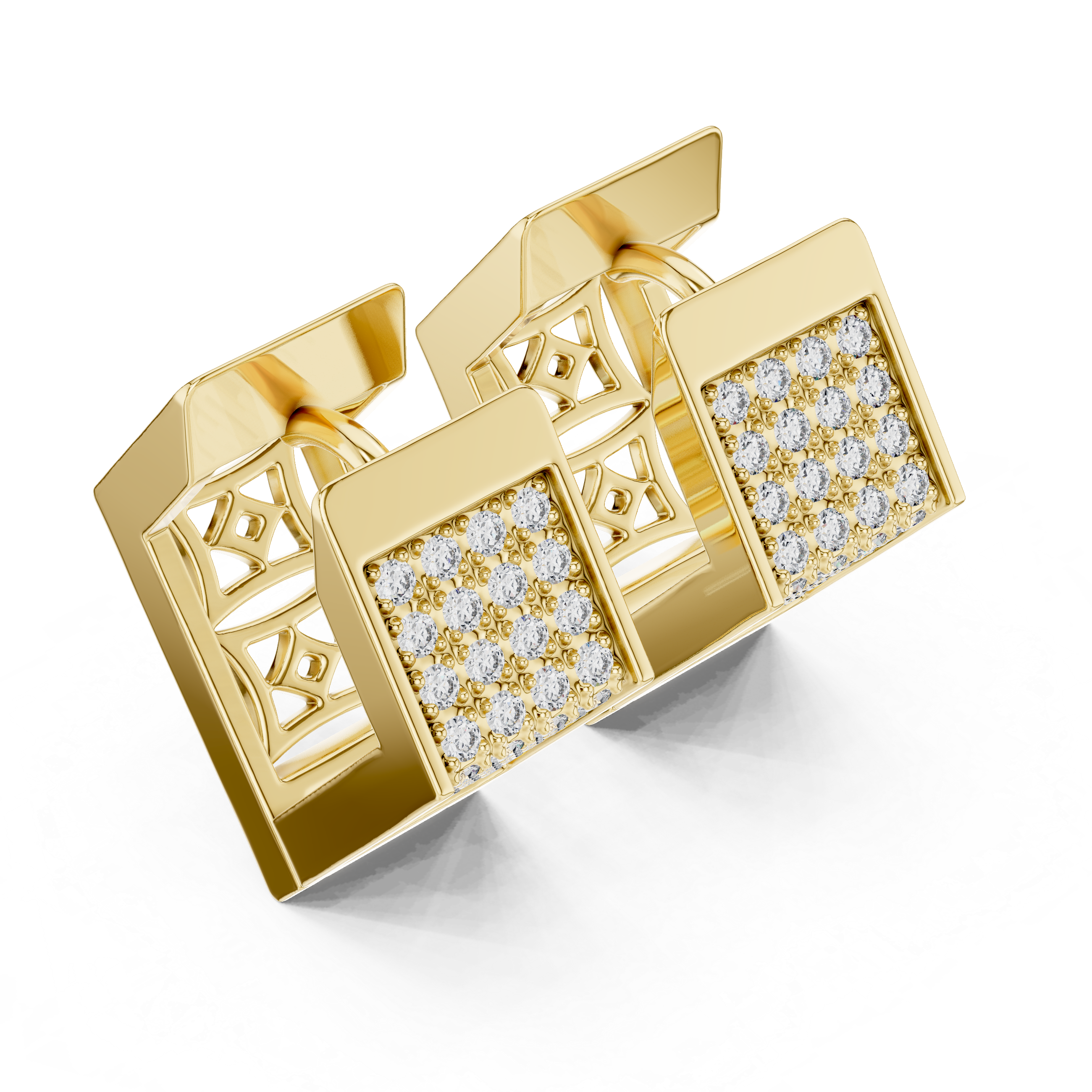 The Lugano Earrings – Wide Geometric Pavé Diamond Huggie Hoops