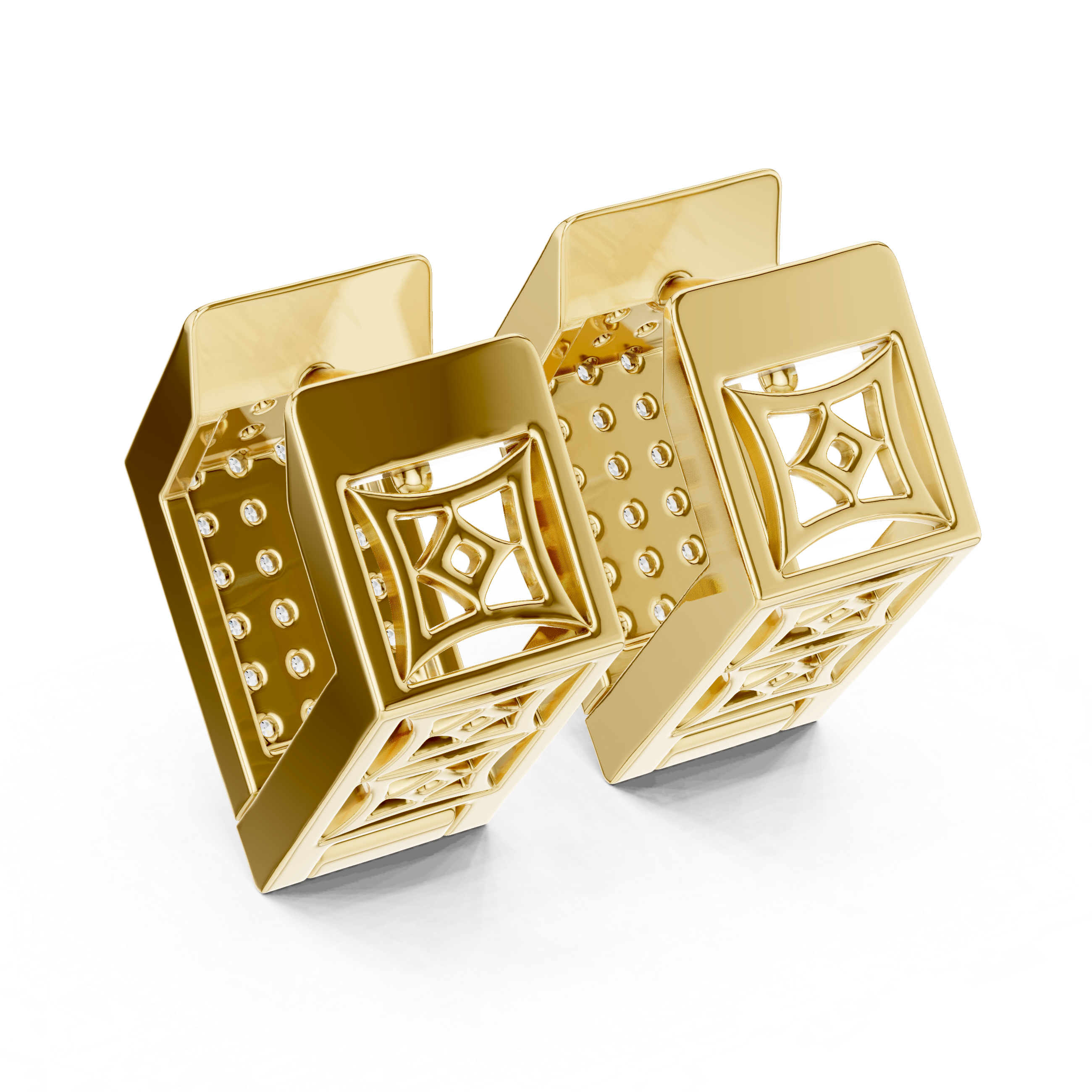 The Lugano Earrings – Wide Geometric Pavé Diamond Huggie Hoops