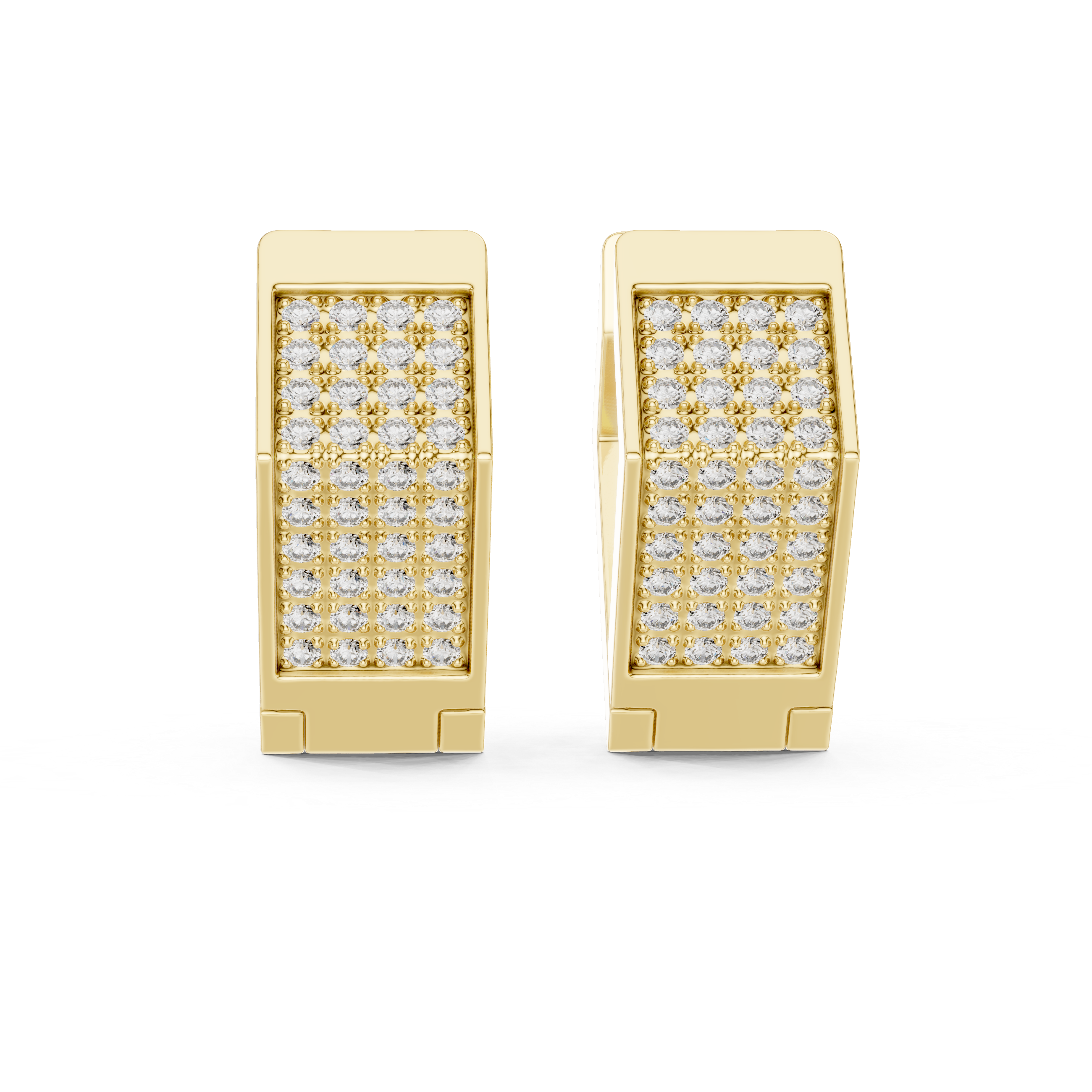 The Lugano Earrings – Wide Geometric Pavé Diamond Huggie Hoops