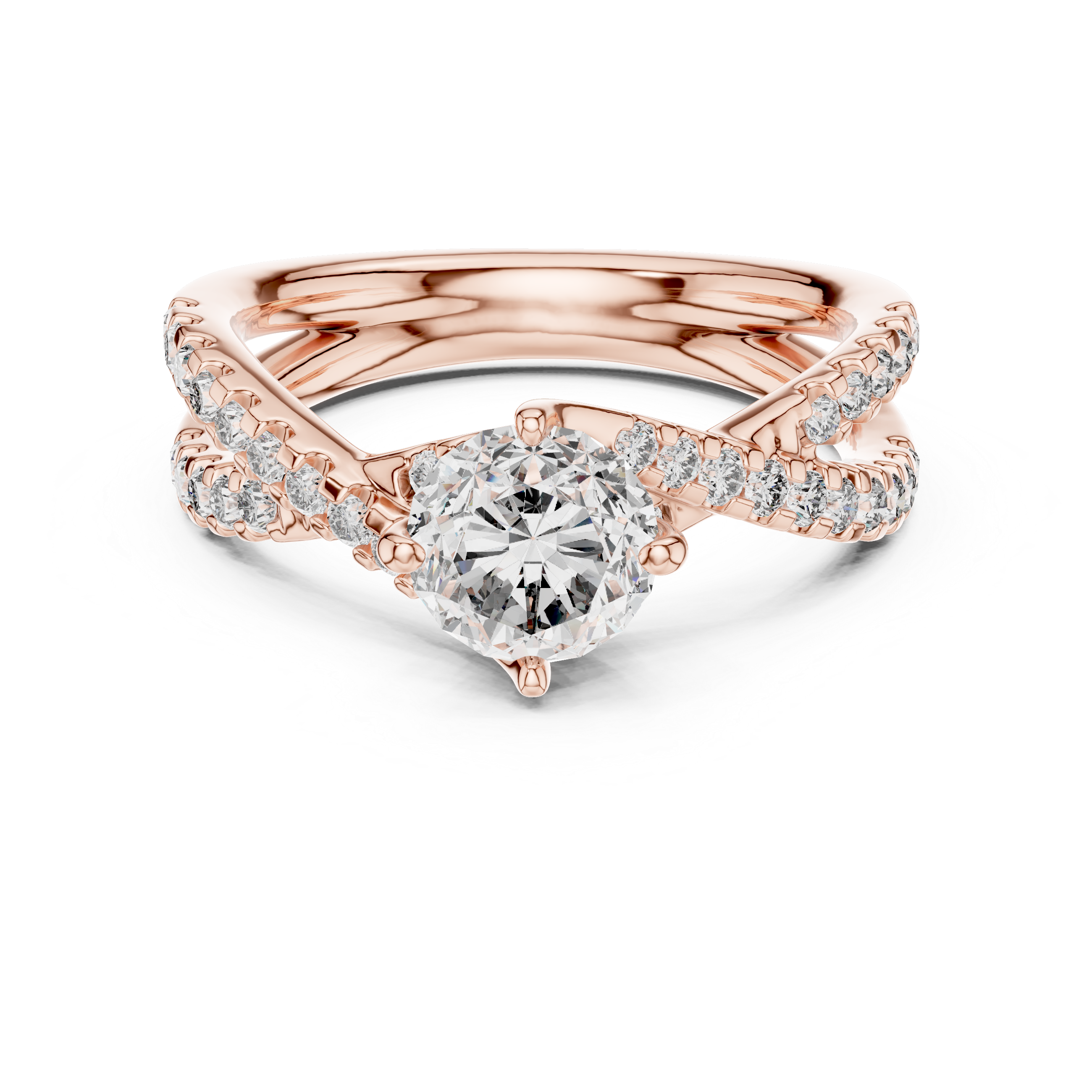 The Hasselt Ring - Round Cut Twisted Pavé Engagement Ring