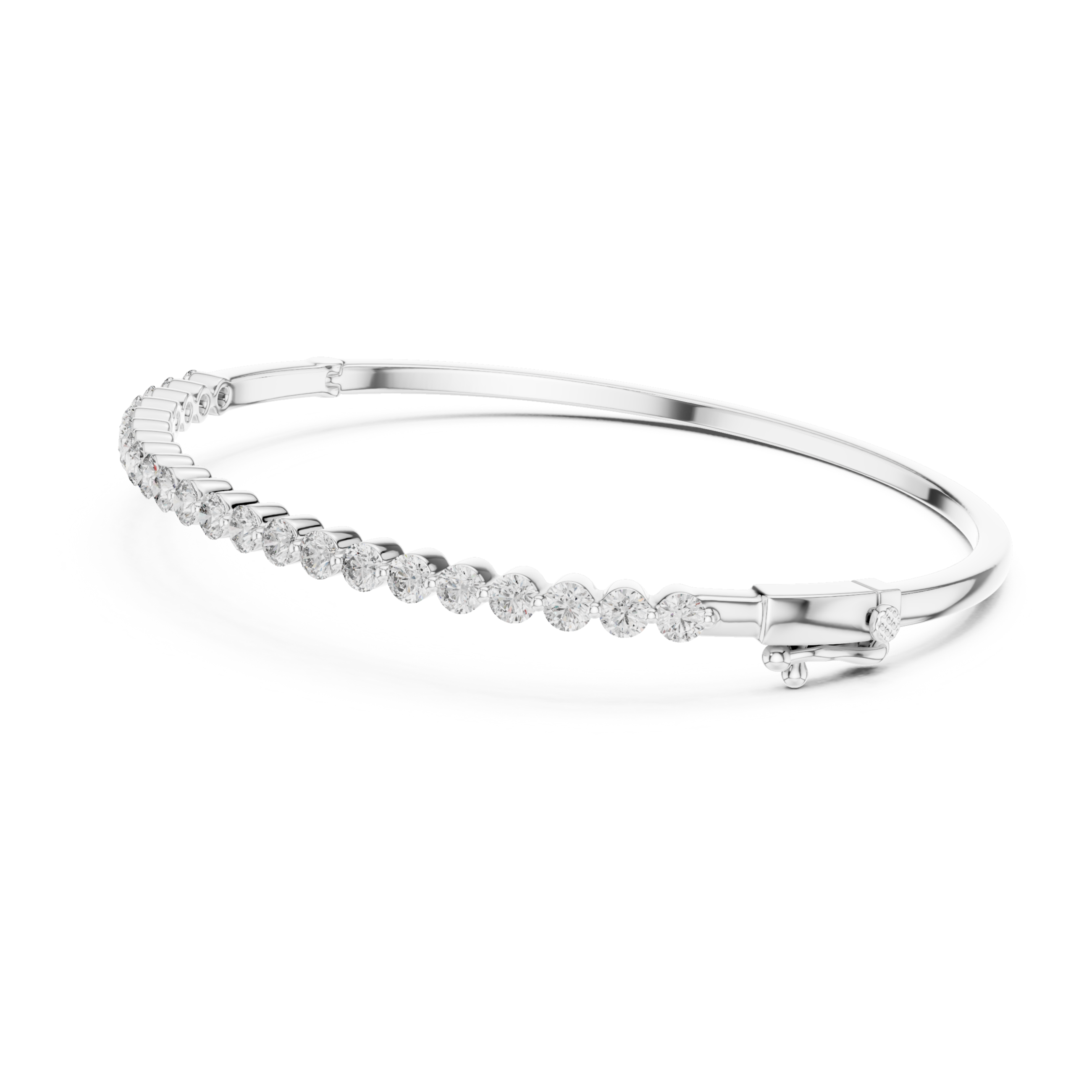 The Milan Bangle - Round Diamond Half Eternity Hinged Bangle