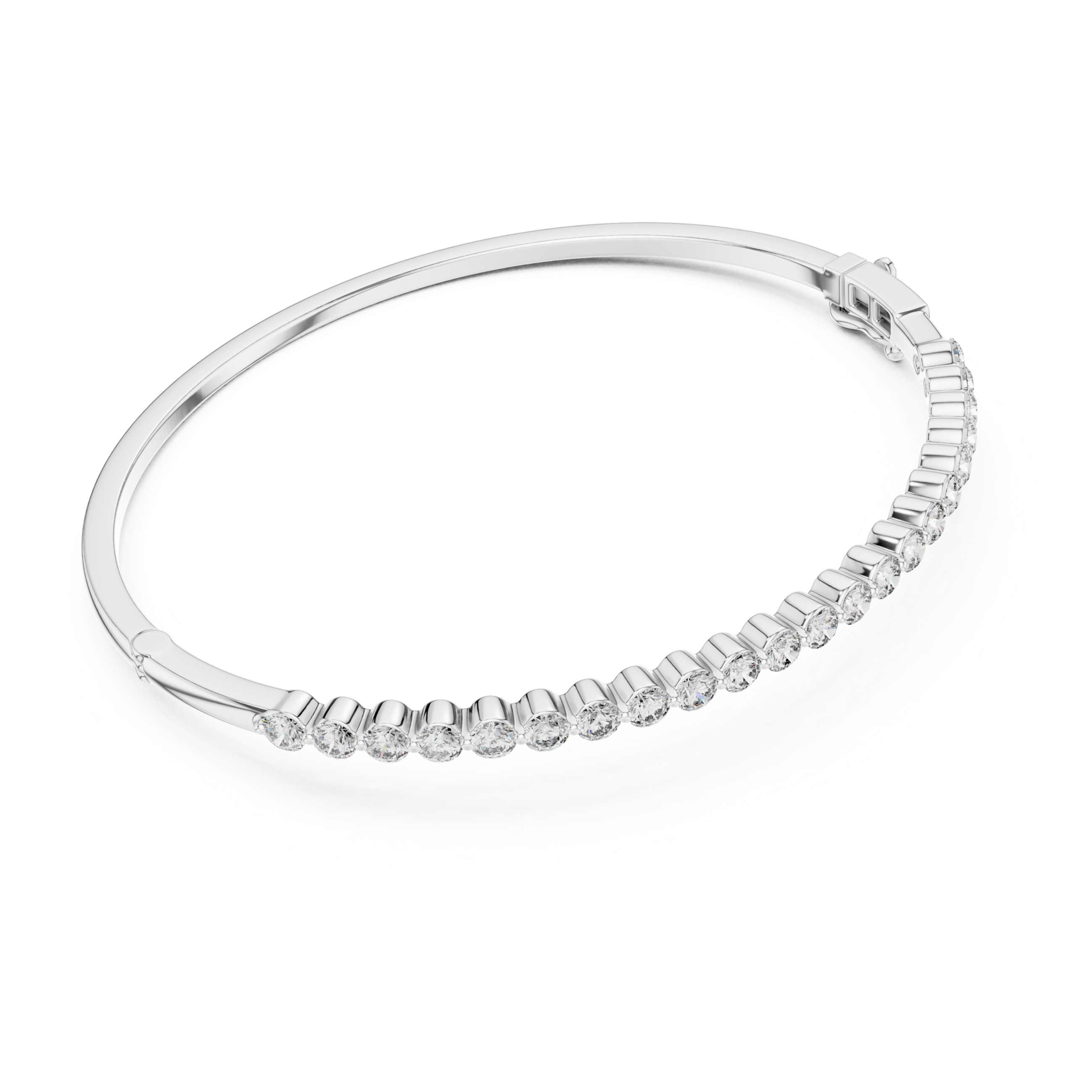 The Milan Bangle - Round Diamond Half Eternity Hinged Bangle