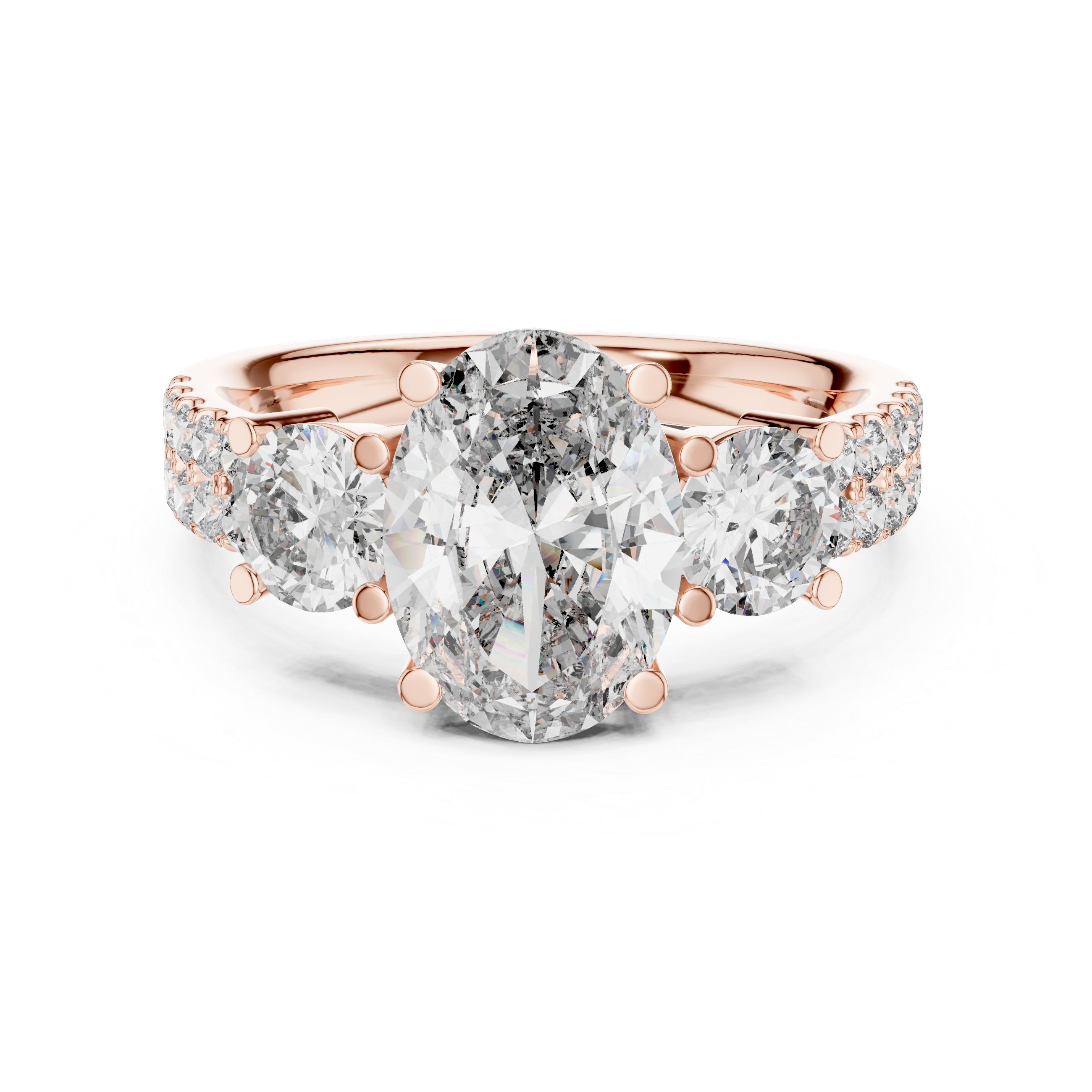 The Zwolle Ring - Oval & Round Three-Stone Engagement Ring