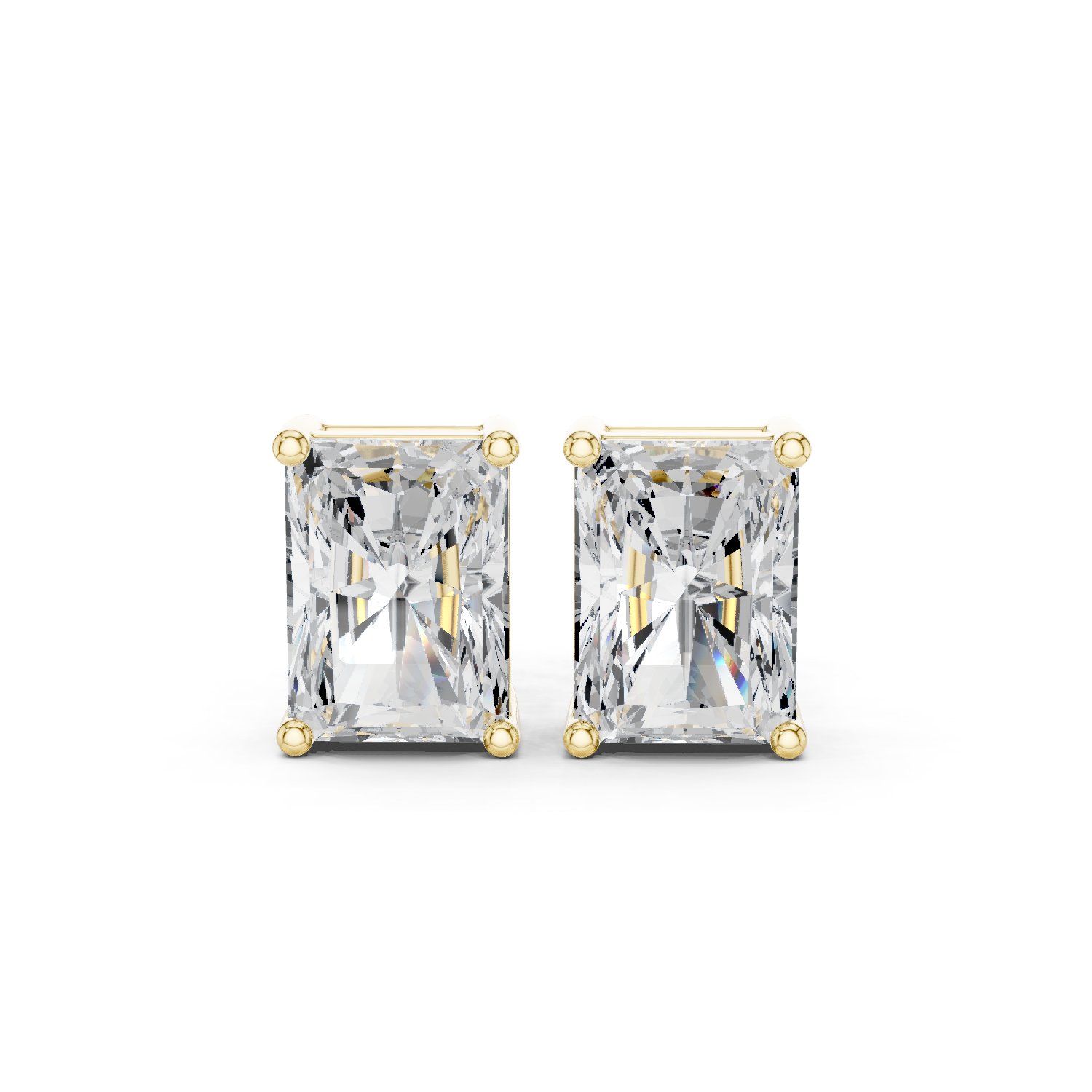 Muur Atelier Solid Gold Modern Radiant Cut Diamond Basket Solitaire Studs