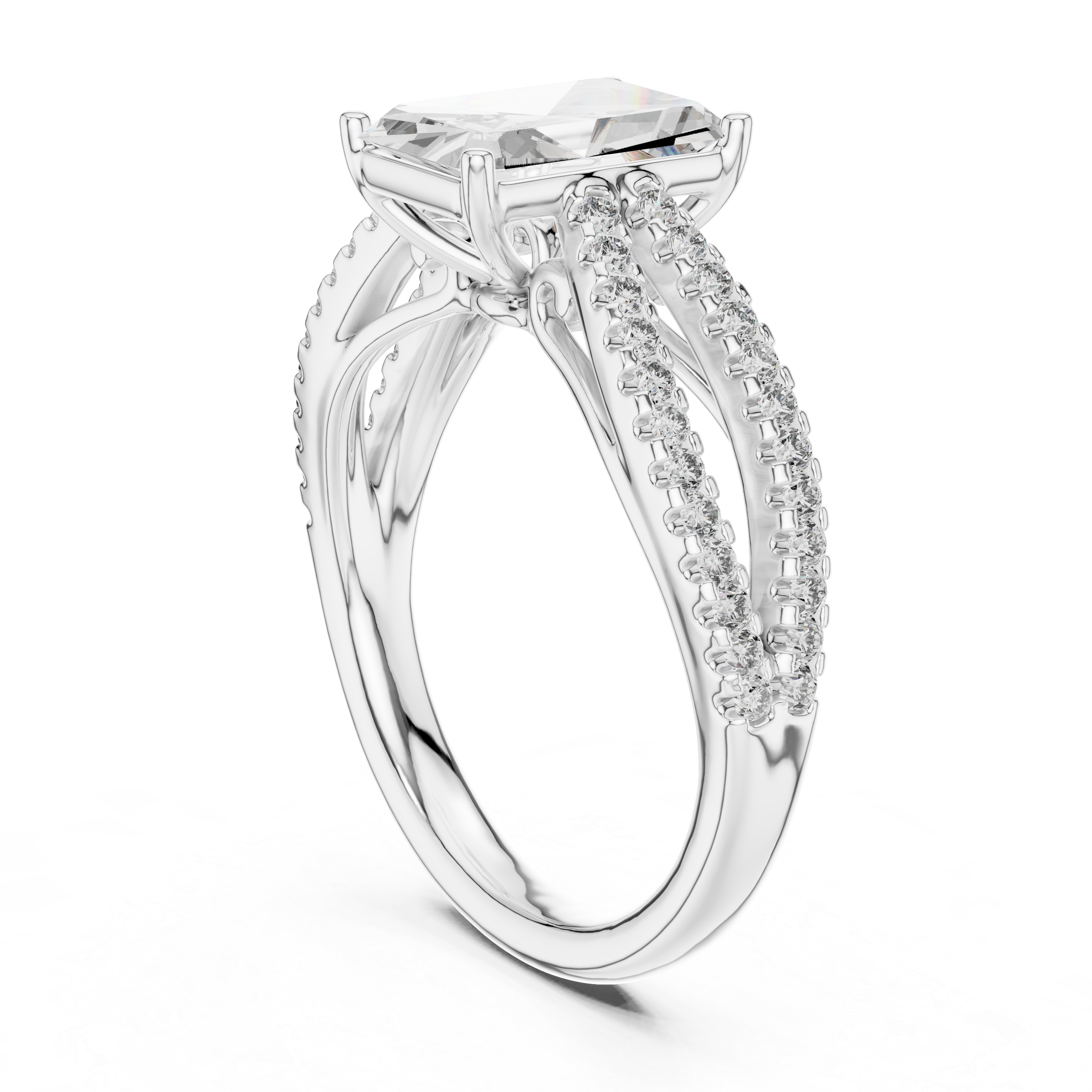 The Apeldoorn Ring - Radiant Cut Split Shank Engagement Ring