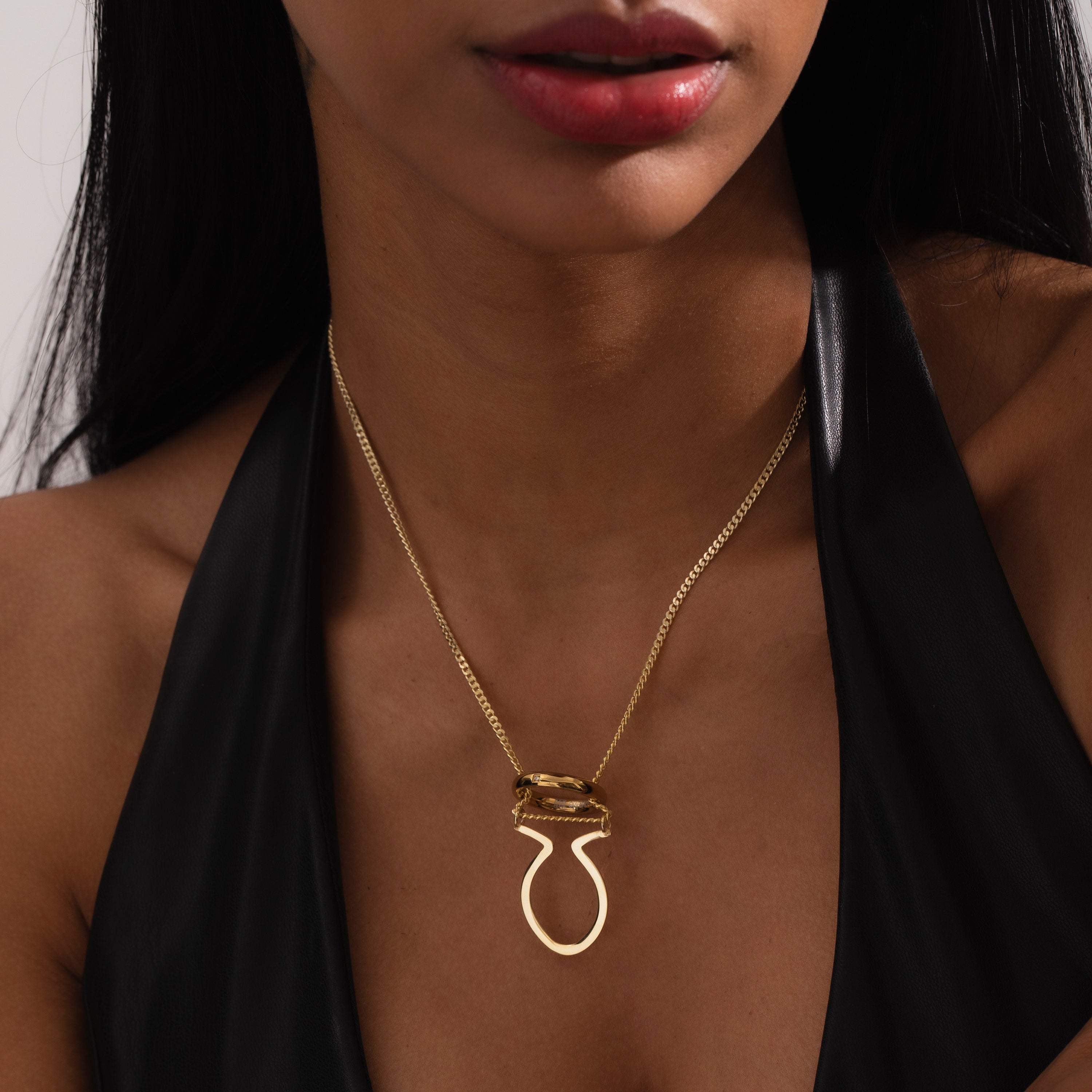 Oval Horn Ring Holder Necklace