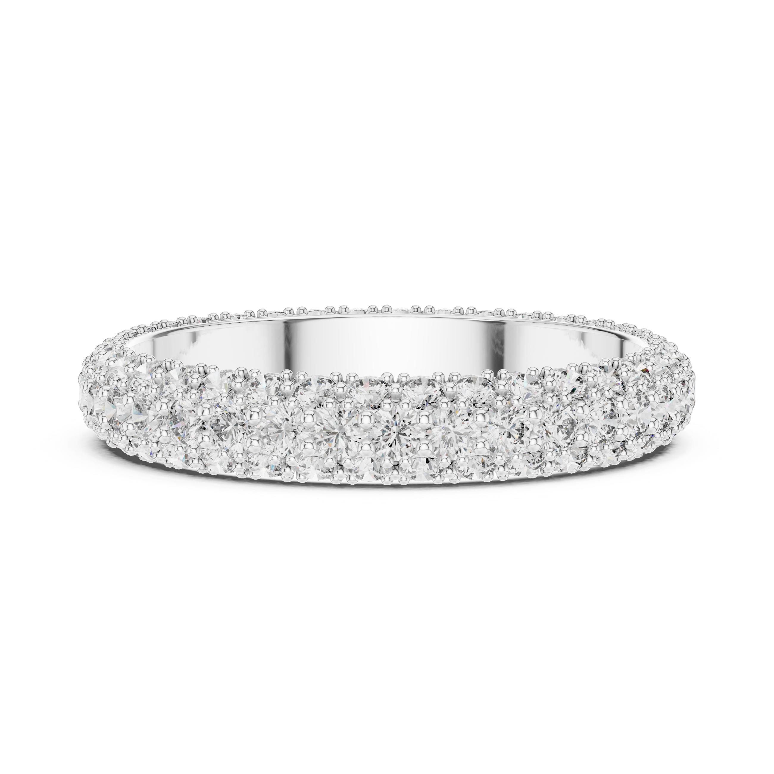 The Durbuy Ring - Triple Row Domed Pavé Eternity Band