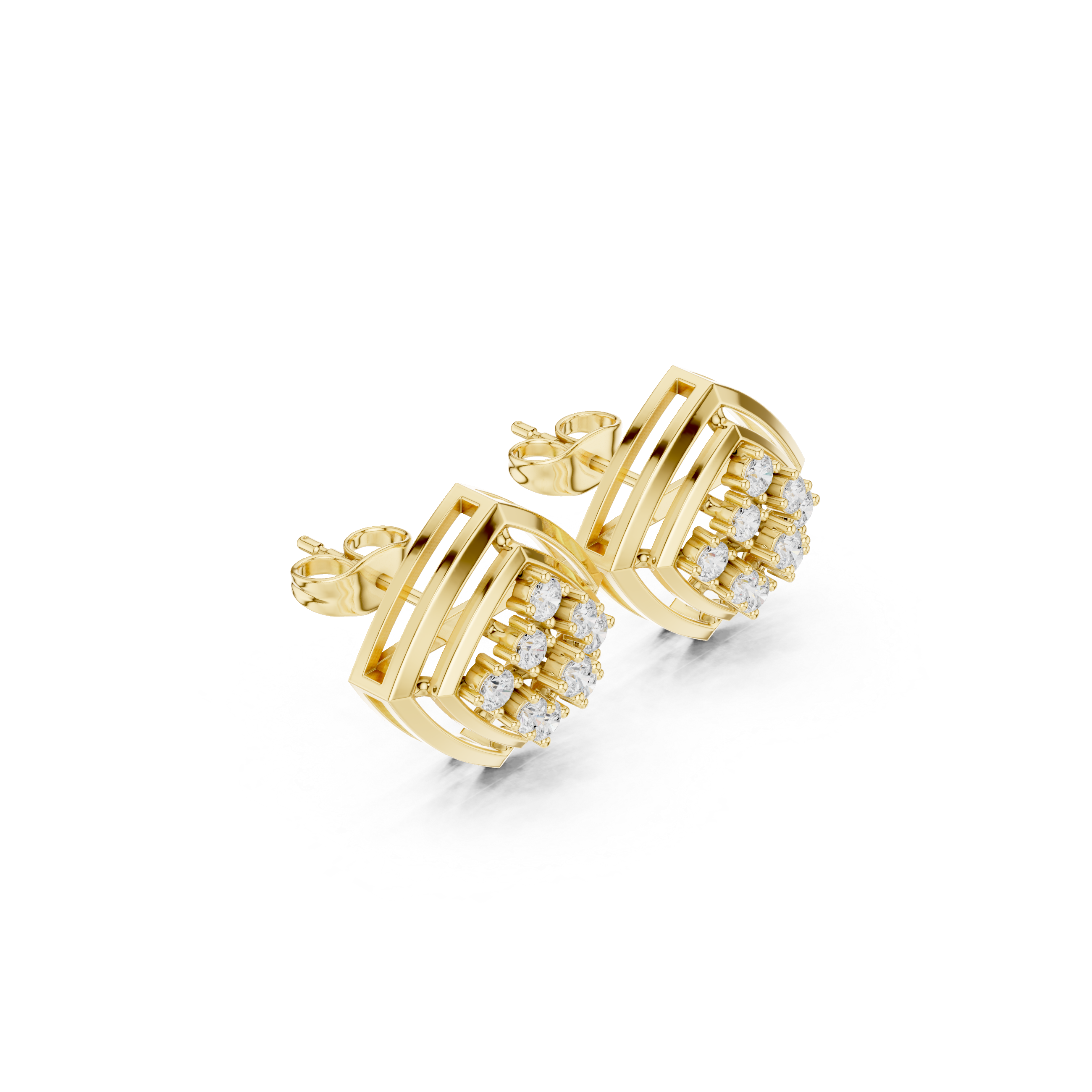 Muur Atelier Solid Gold Geometric Diamond Cluster Studs