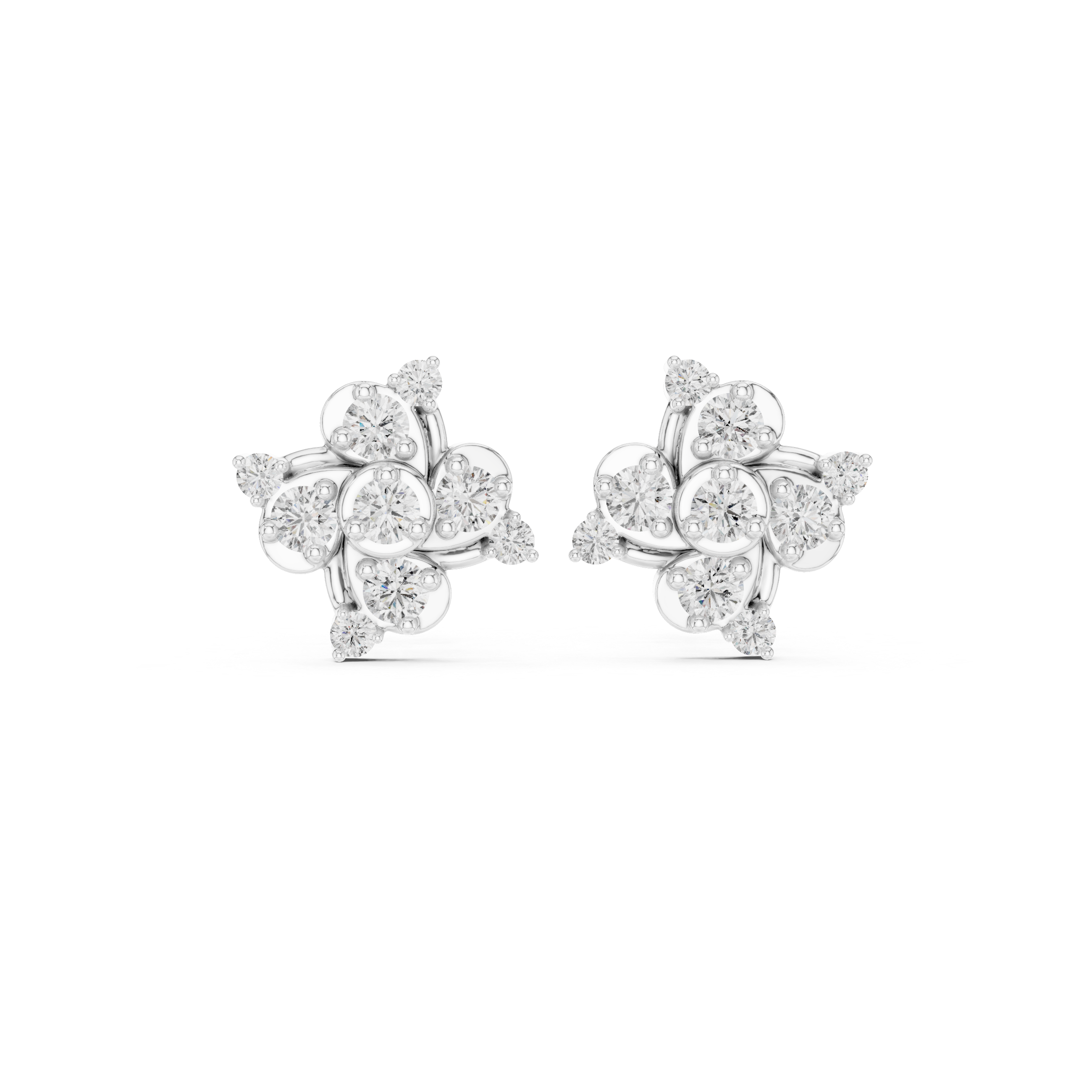 The Louveciennes Earrings - Floral Cluster Diamond Studs