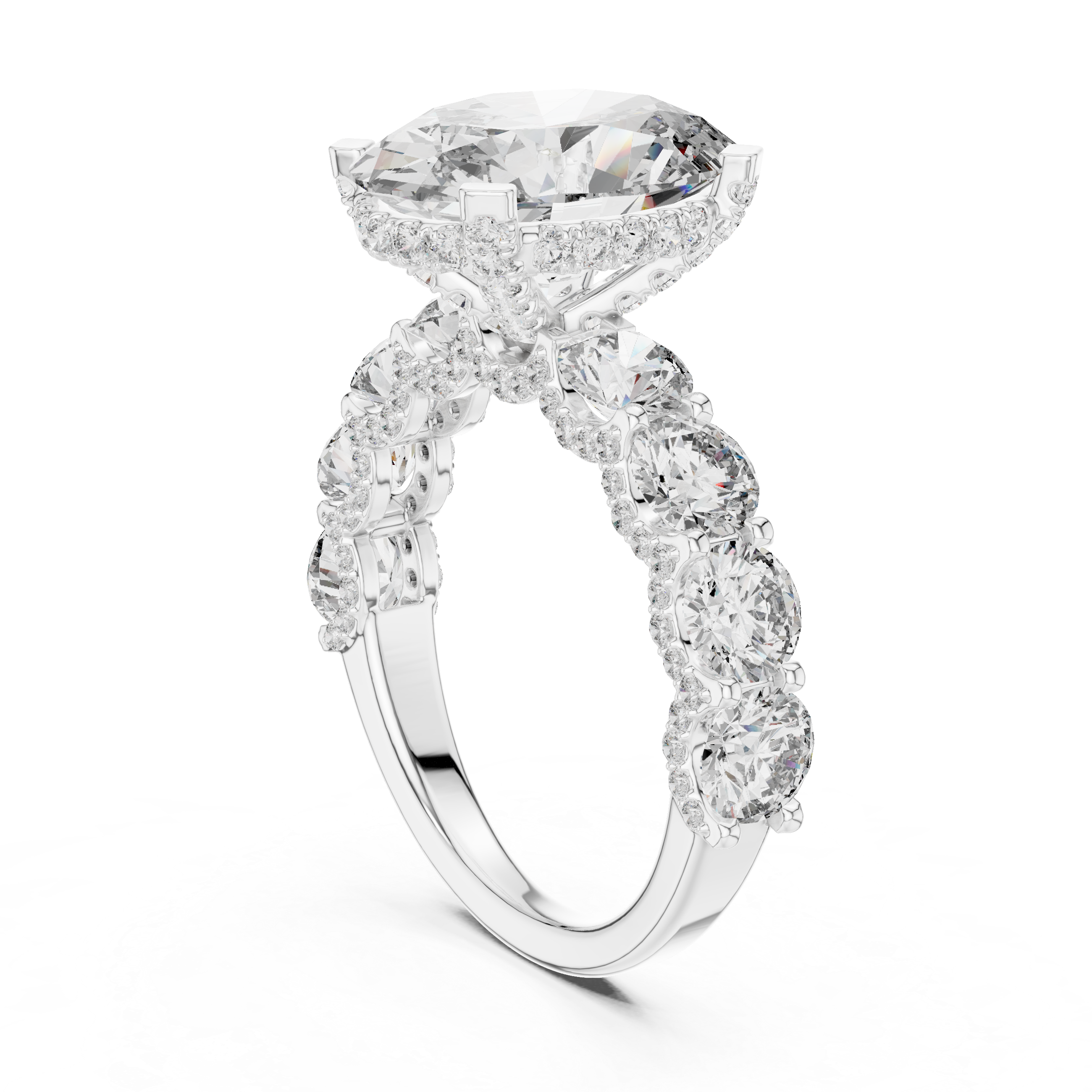 The Vouvray Ring - Oval Cut Statement Ring with Diamond Encrusted Gallery