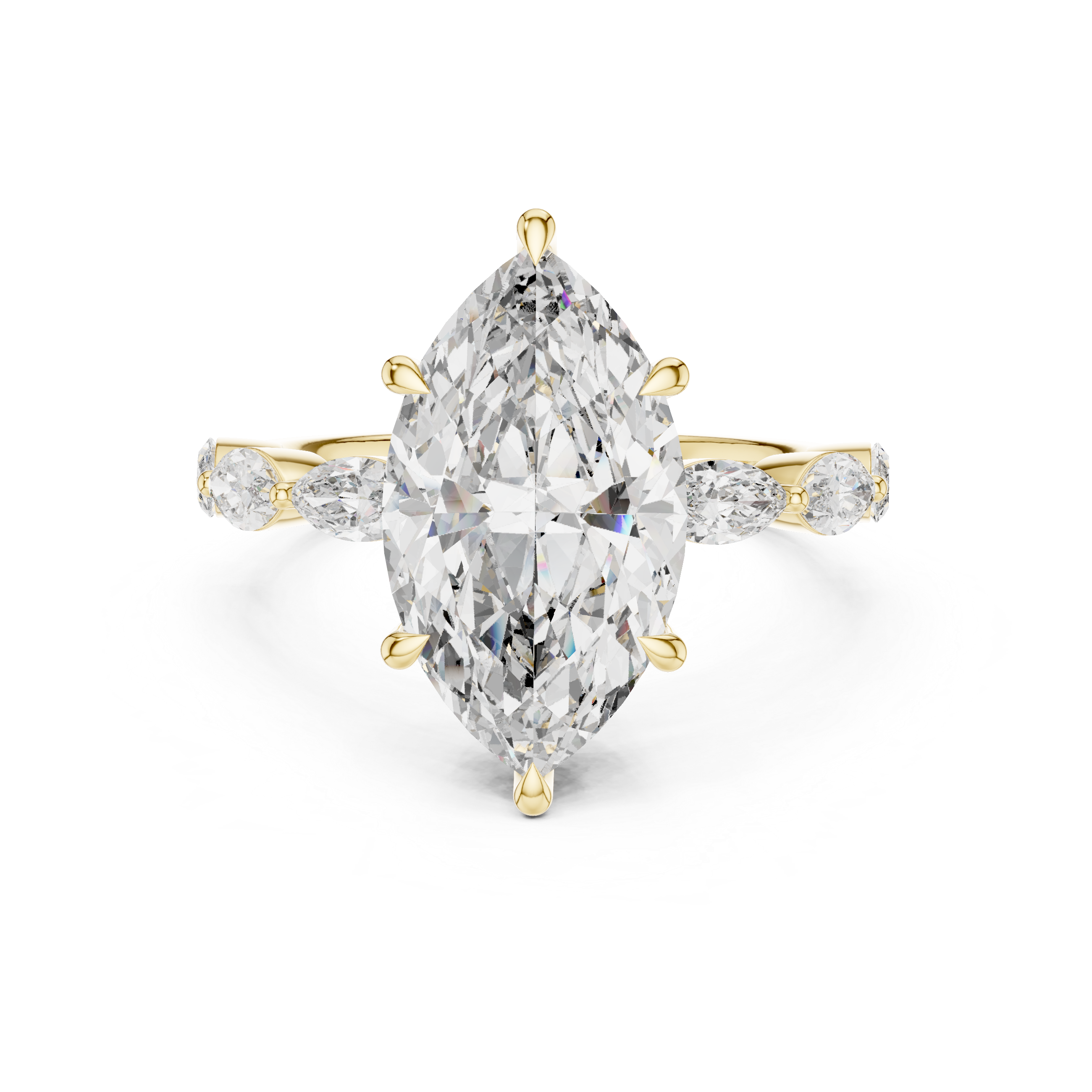 The Sancerre Ring - Marquise Cut Solitaire with Marquise Diamond Vine Band