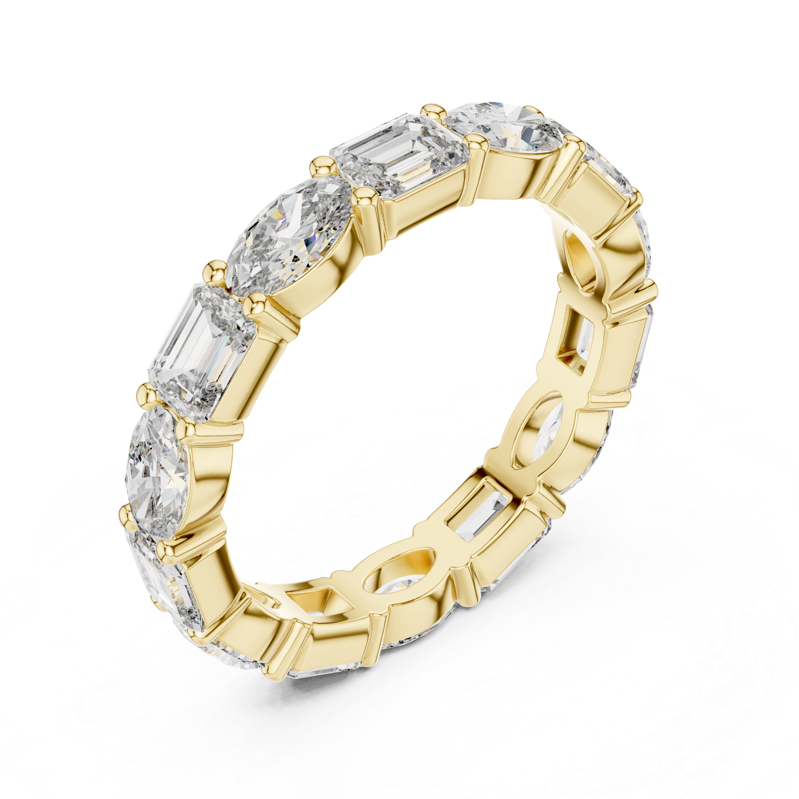 The Garches Ring - Alternating Emerald & Oval Cut Gemstone Eternity Band