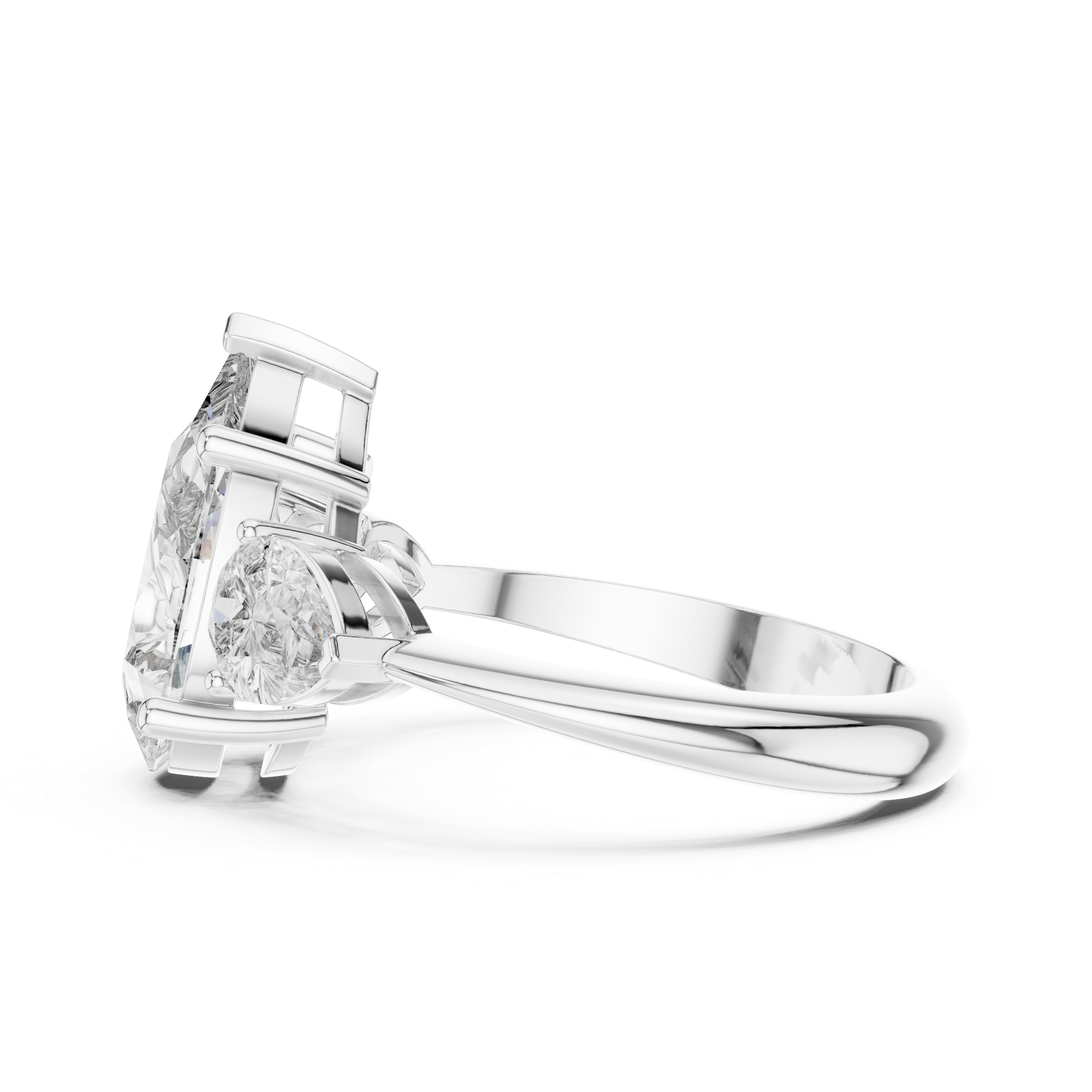 The Windsor Ring - 4 Carat Pear Cut Diamond Trilogy Ring