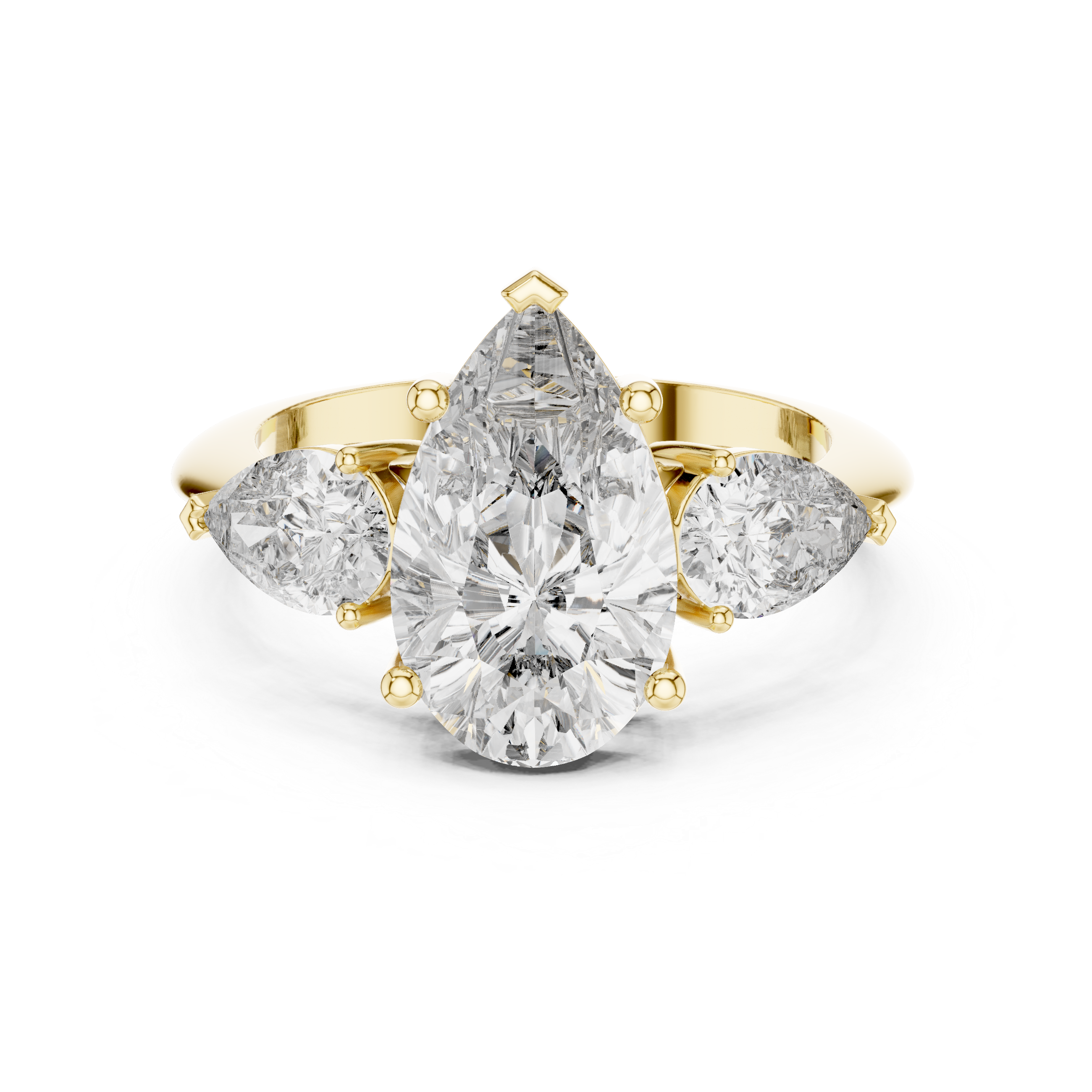 The Windsor Ring - 4 Carat Pear Cut Diamond Trilogy Ring