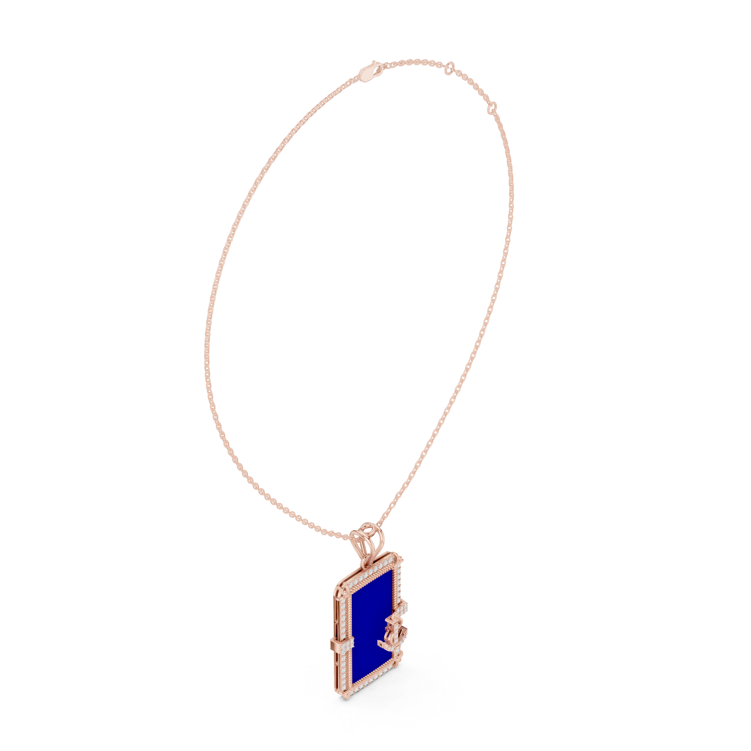 Muur Atelier Solid Gold Diamond Anchor Medallion & Navy Enamel Charm