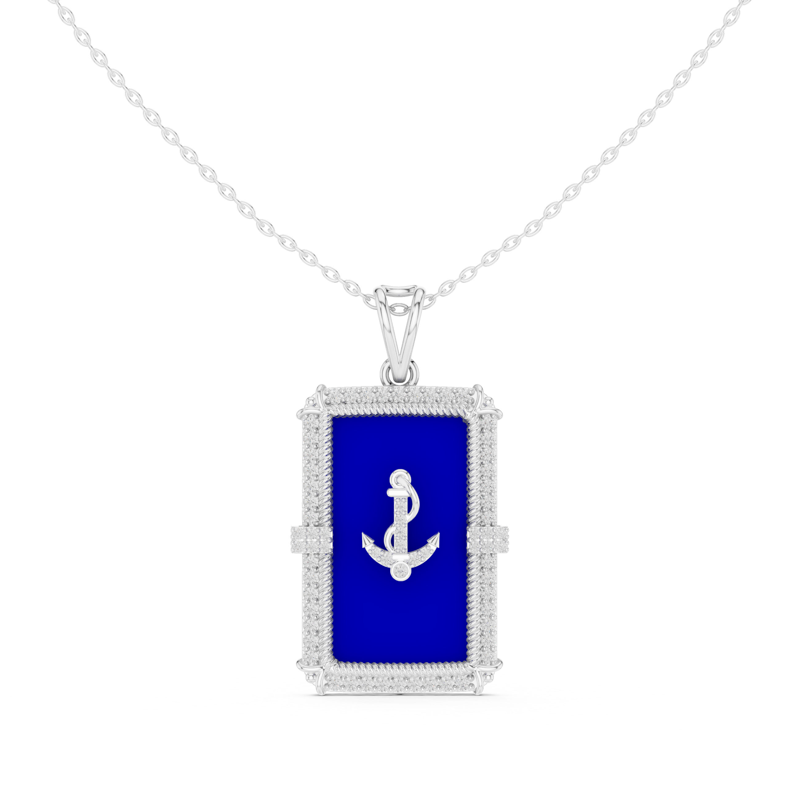Muur Atelier Solid Gold Diamond Anchor Medallion & Navy Enamel Charm