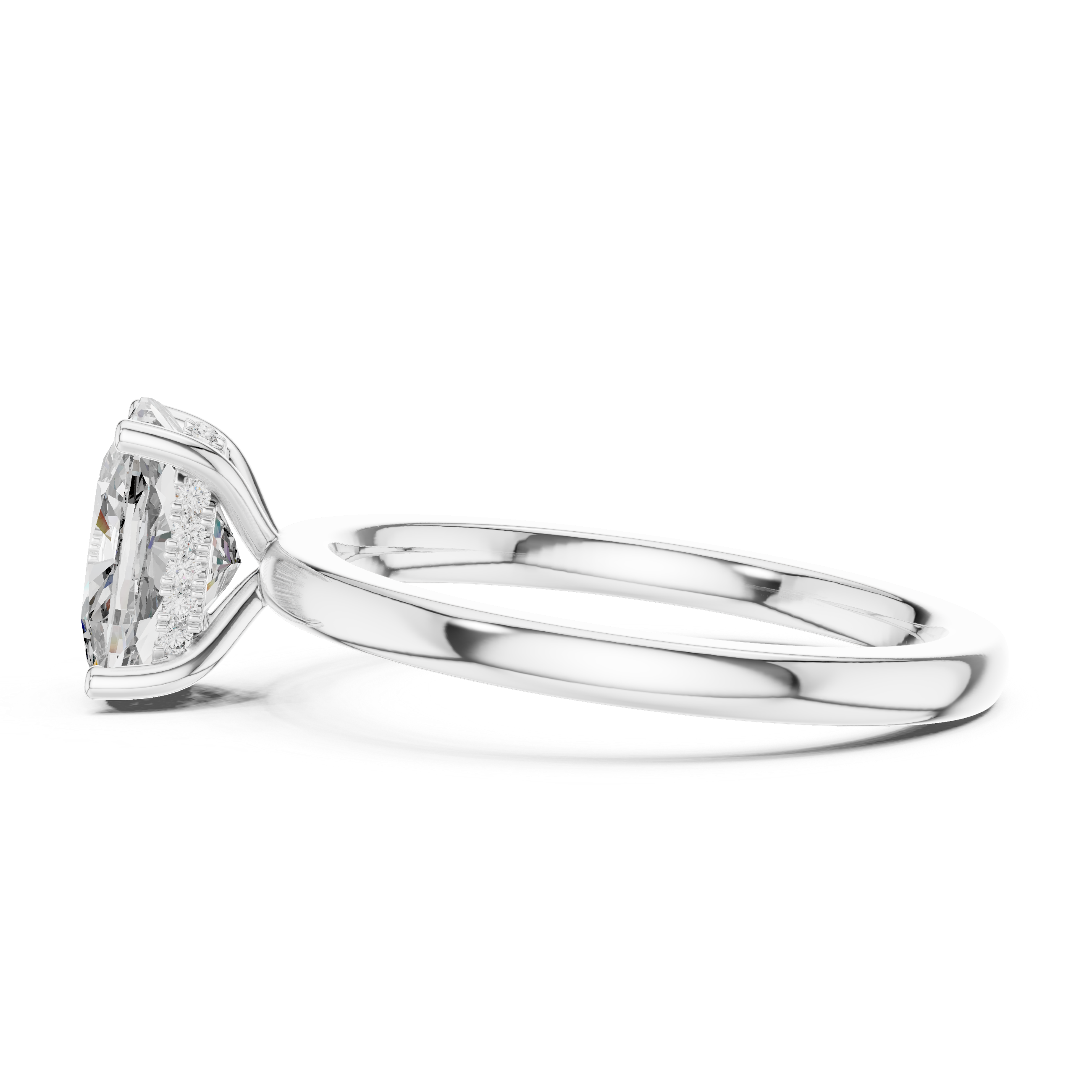 The Weybridge Ring - Radiant Cut Solitaire with Hidden Diamond Collar