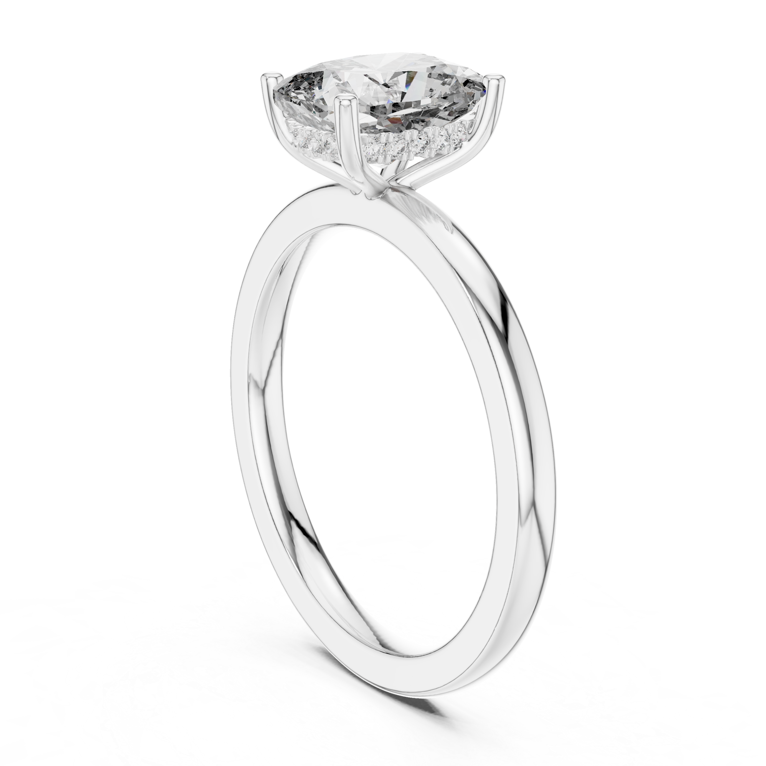 The Weybridge Ring - Radiant Cut Solitaire with Hidden Diamond Collar