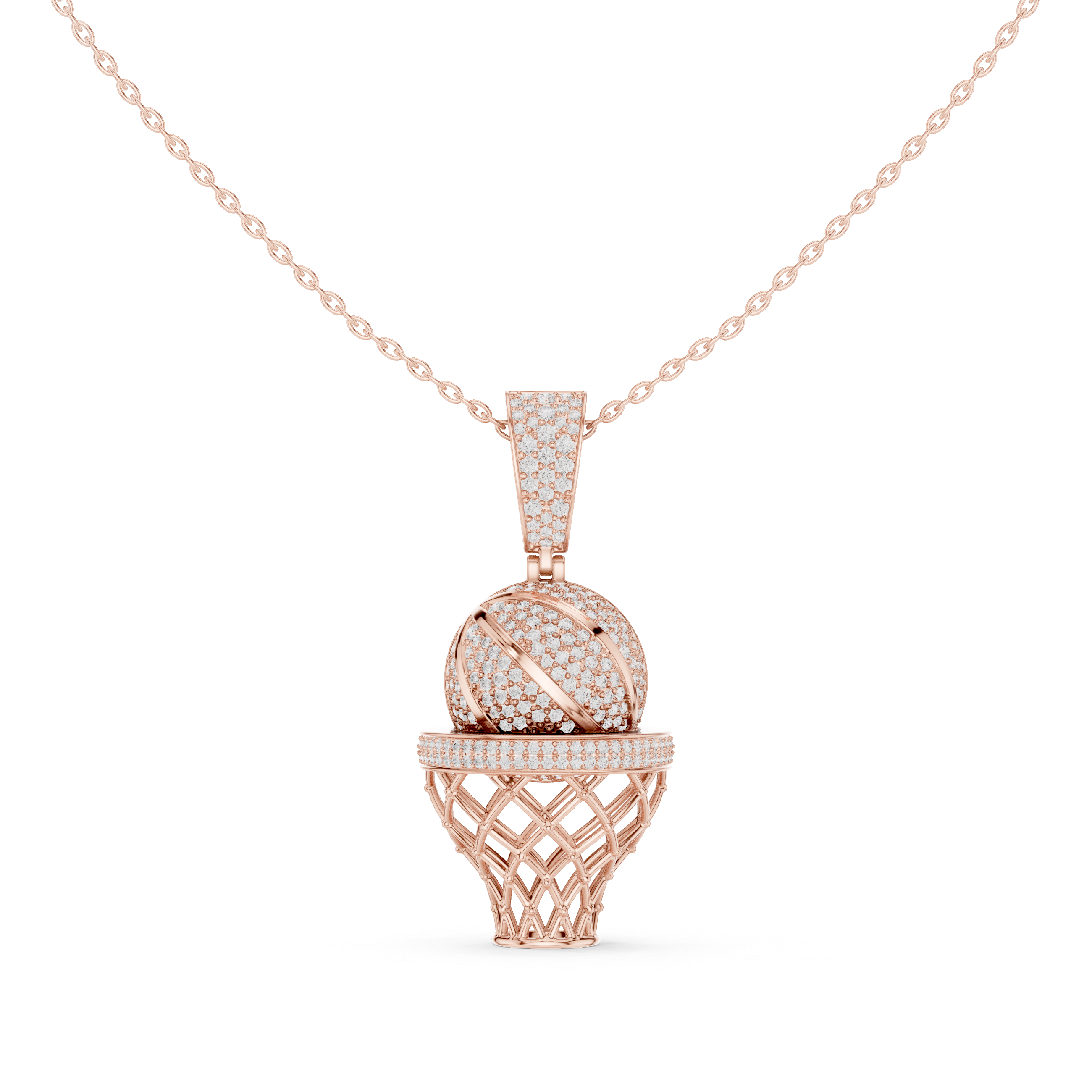 Muur Atelier Solid Gold Pave Diamond Basketball & Net Charm