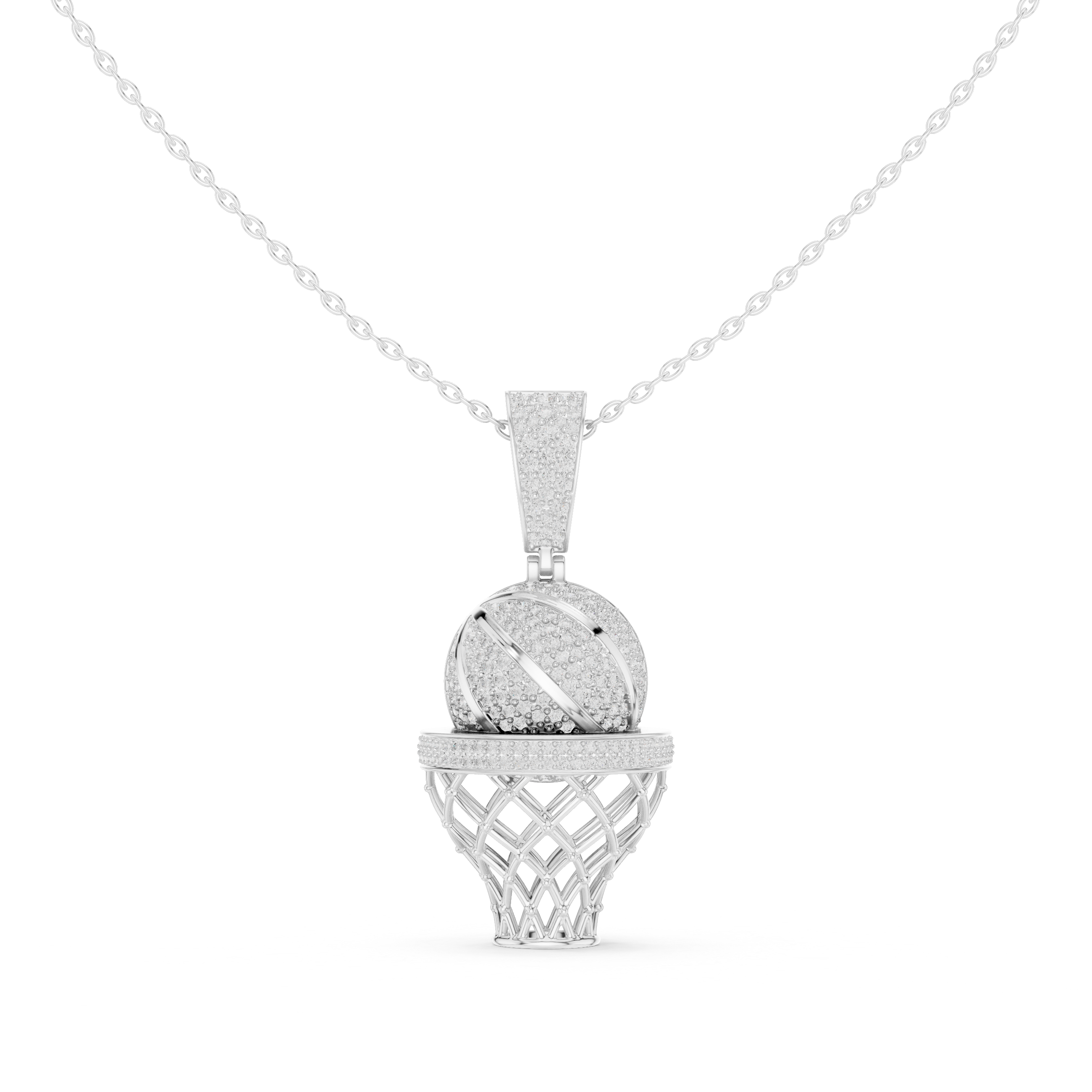 Muur Atelier Solid Gold Pave Diamond Basketball & Net Charm