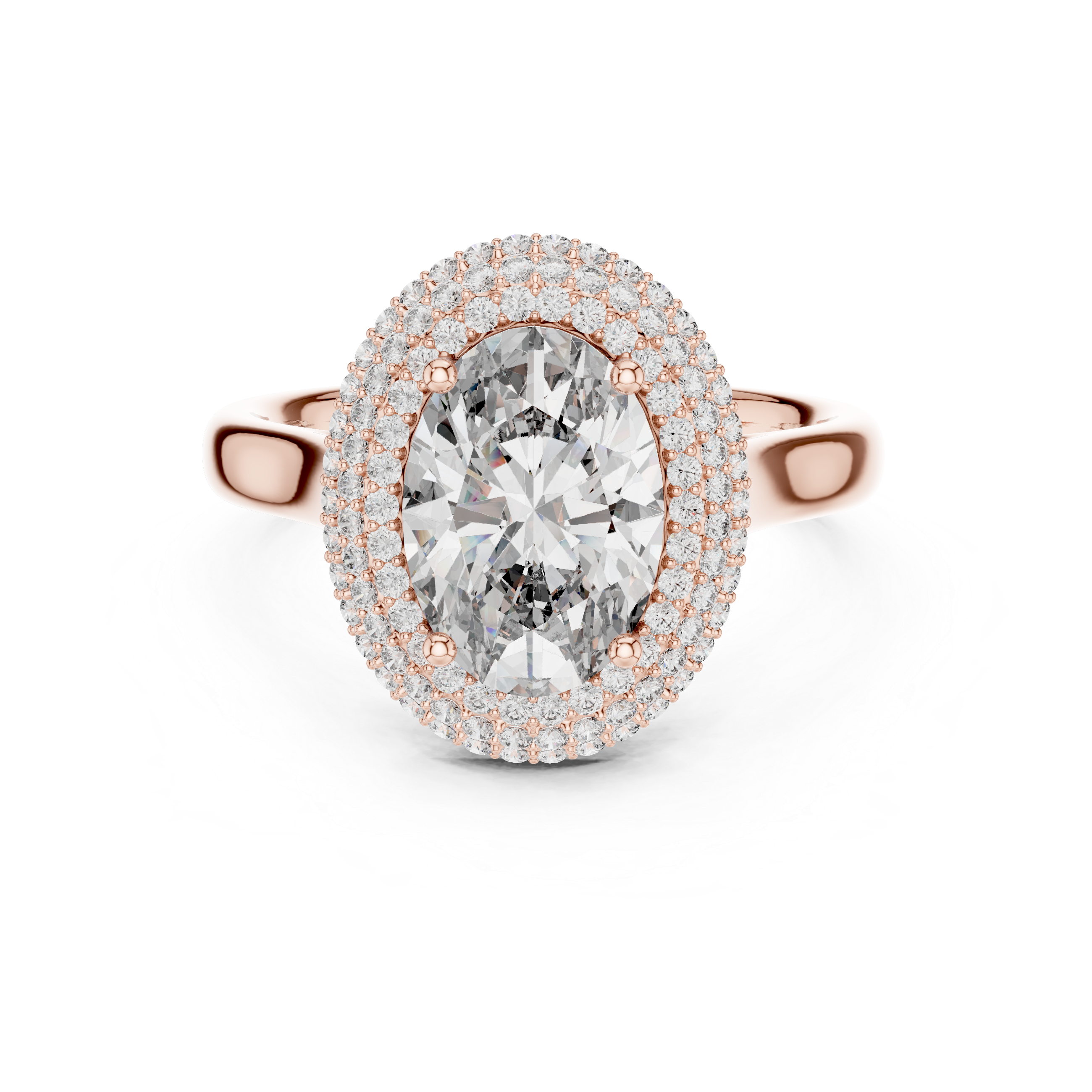 The Como Ring - Oval Cut Solitaire with Domed Pavé Halo