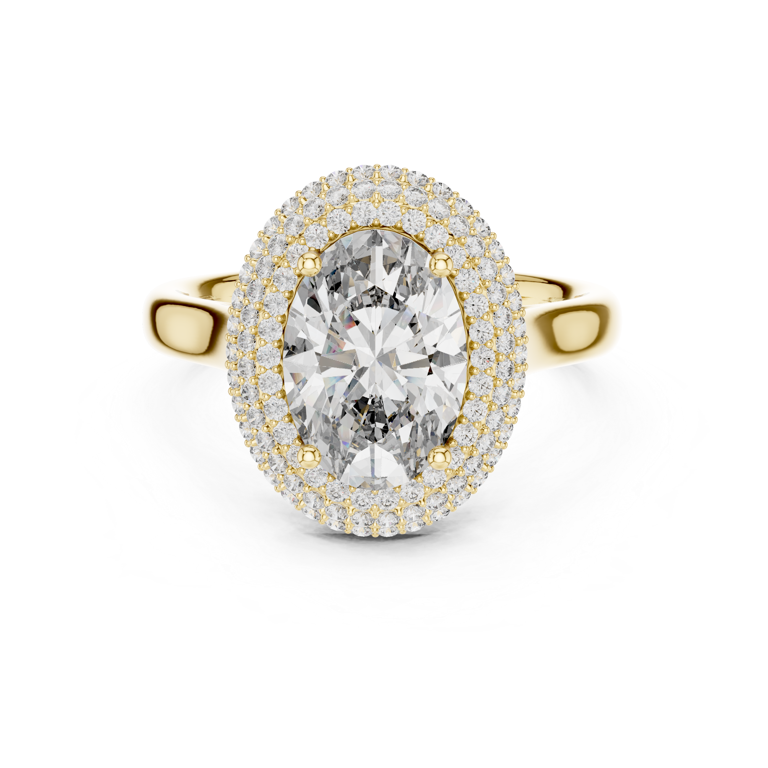 The Como Ring - Oval Cut Solitaire with Domed Pavé Halo